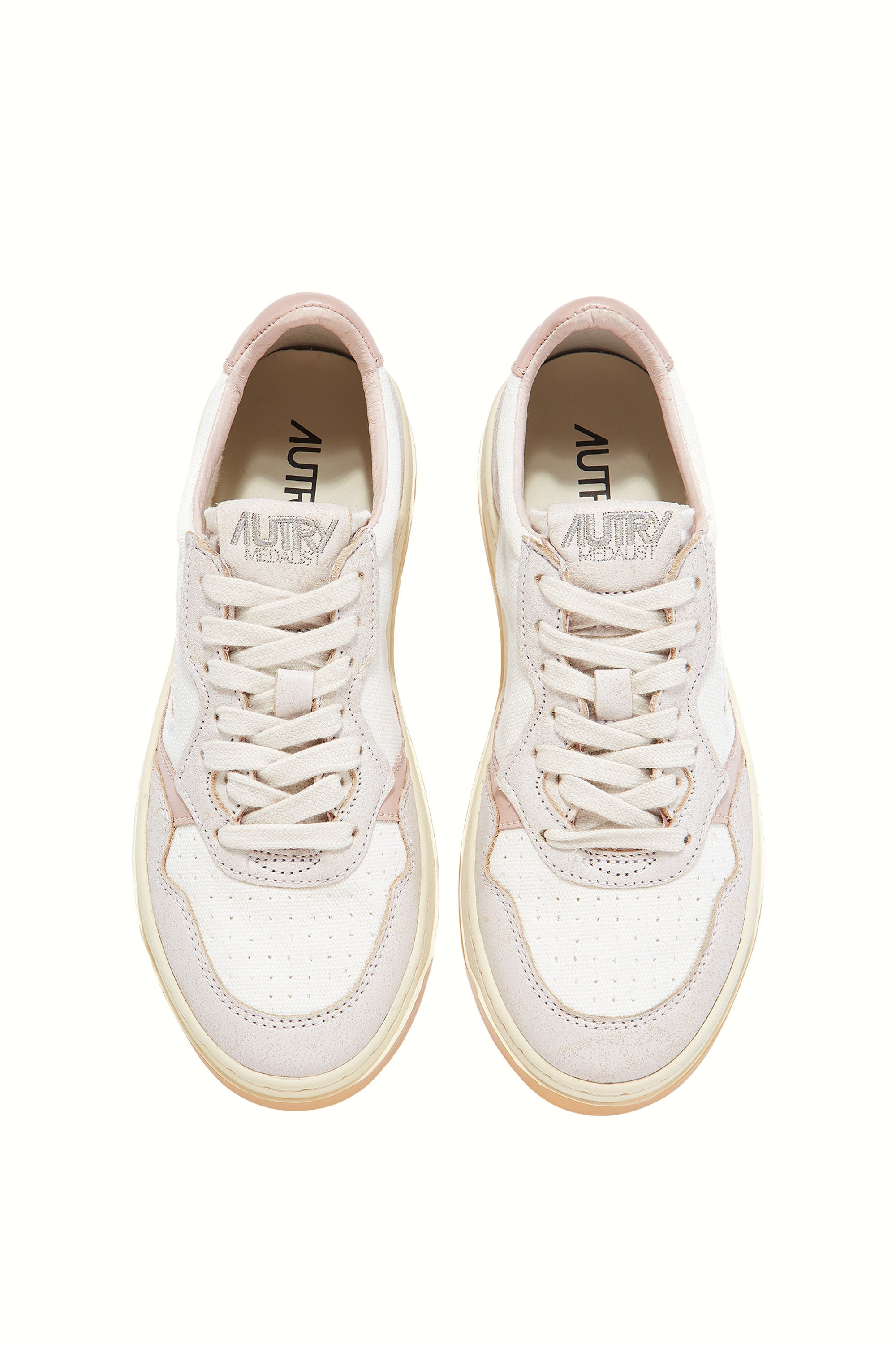 Medalist bi-material women's sneaker in canvas and leather