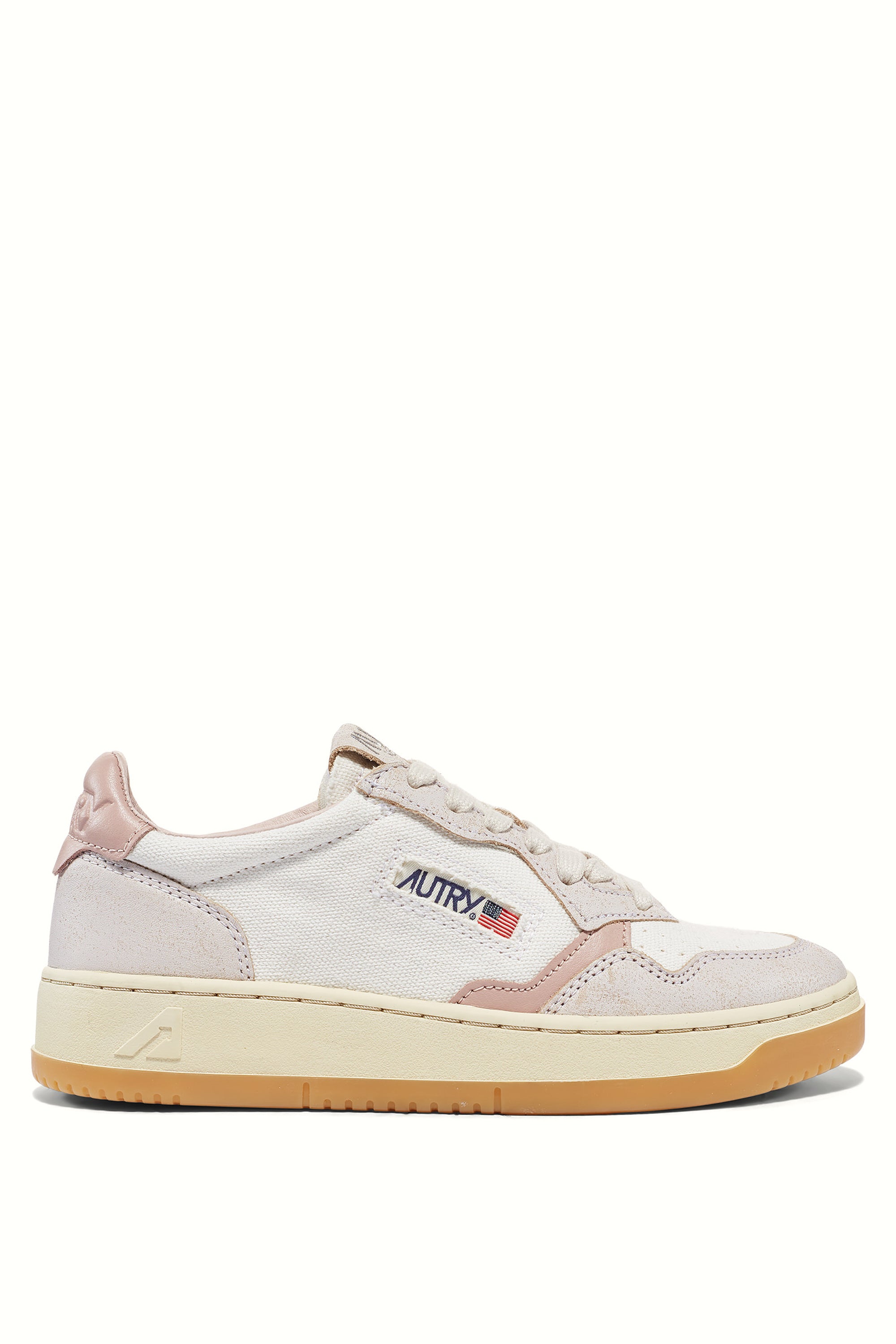 Medalist bi-material women's sneaker in canvas and leather