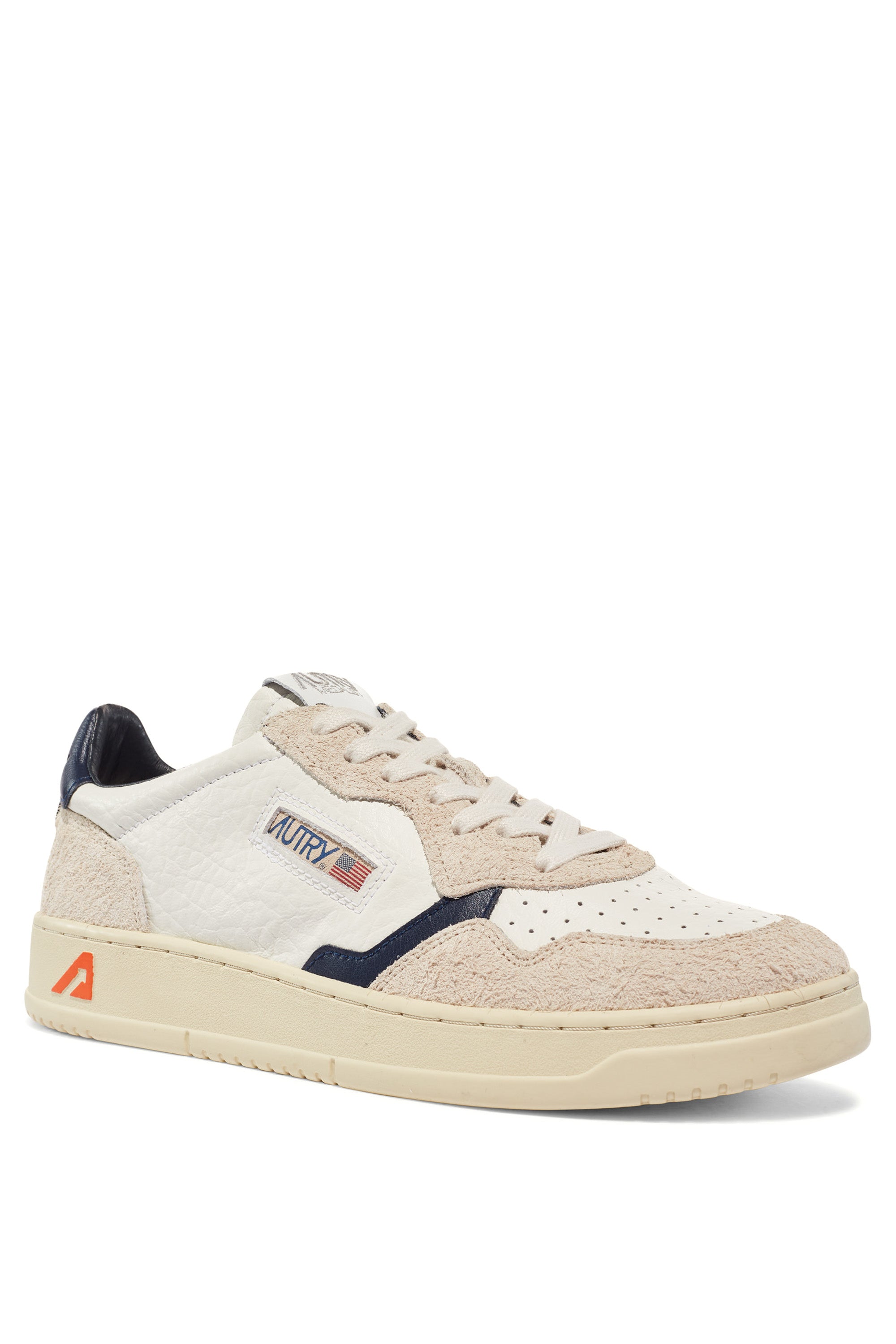 Medalist women's sneakers in two-tone leather and hair-effect suede