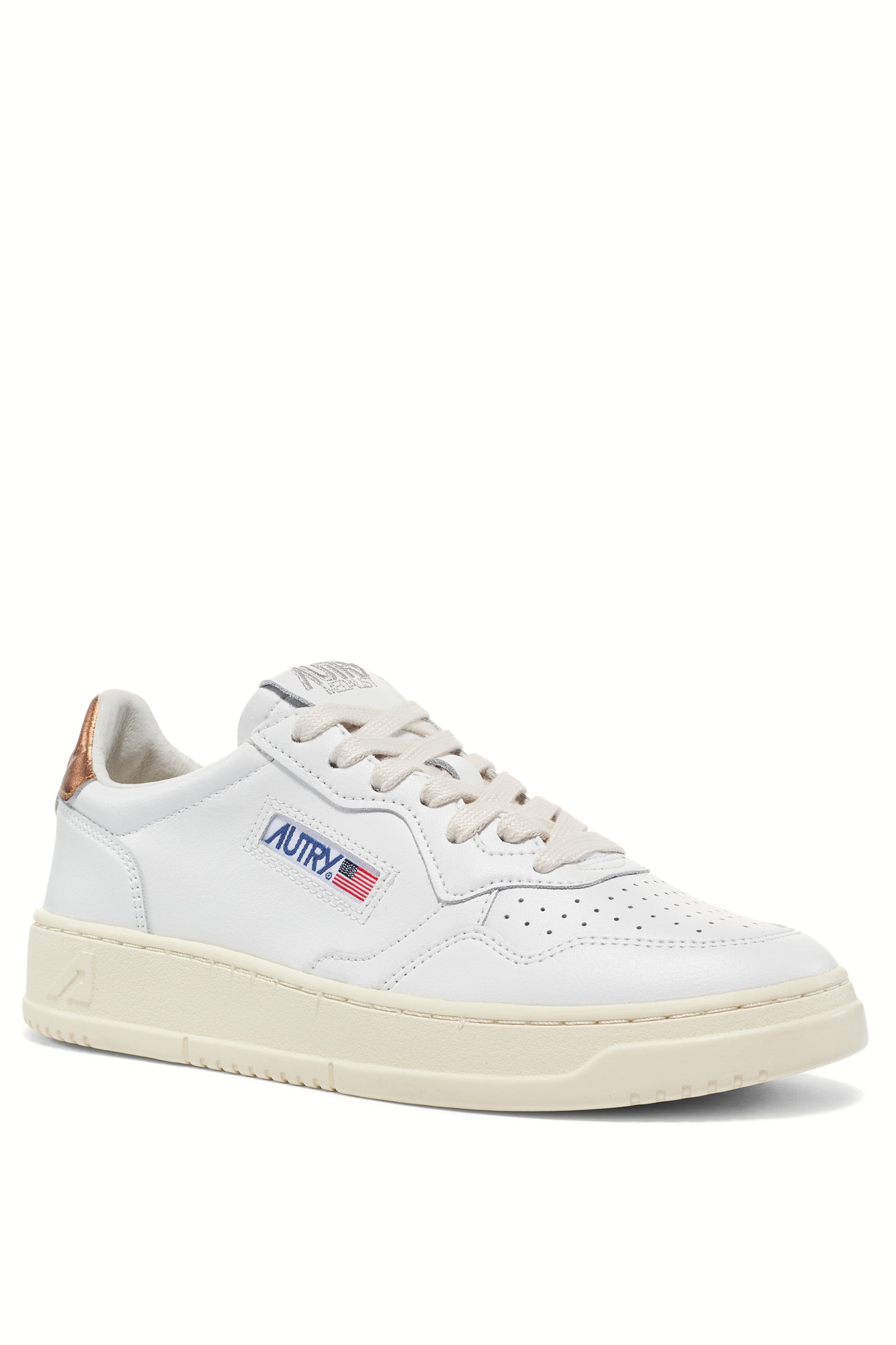 Medalist women's sneaker in bronze heel leather