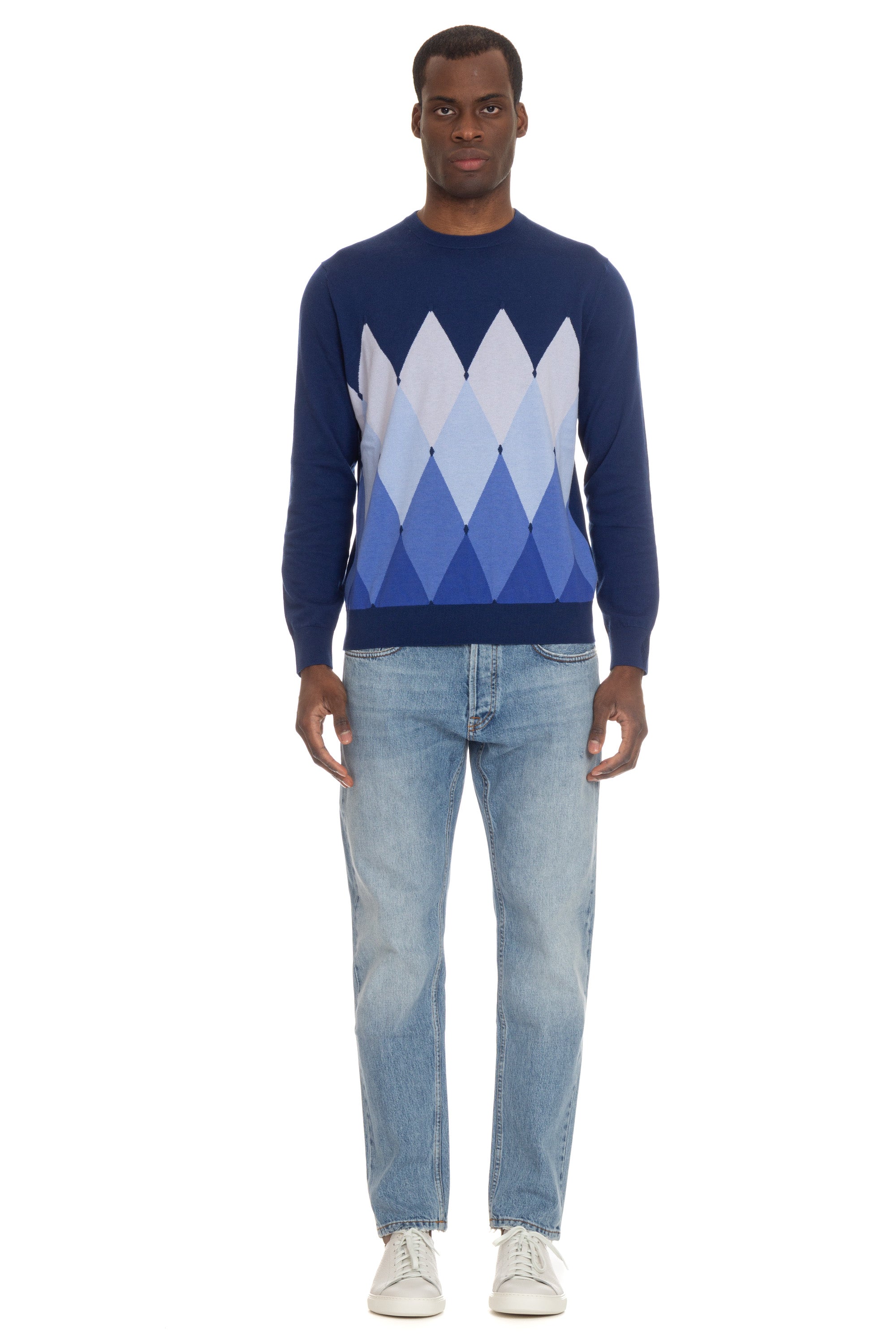 Diamond cotton-cashmere crew-neck sweater