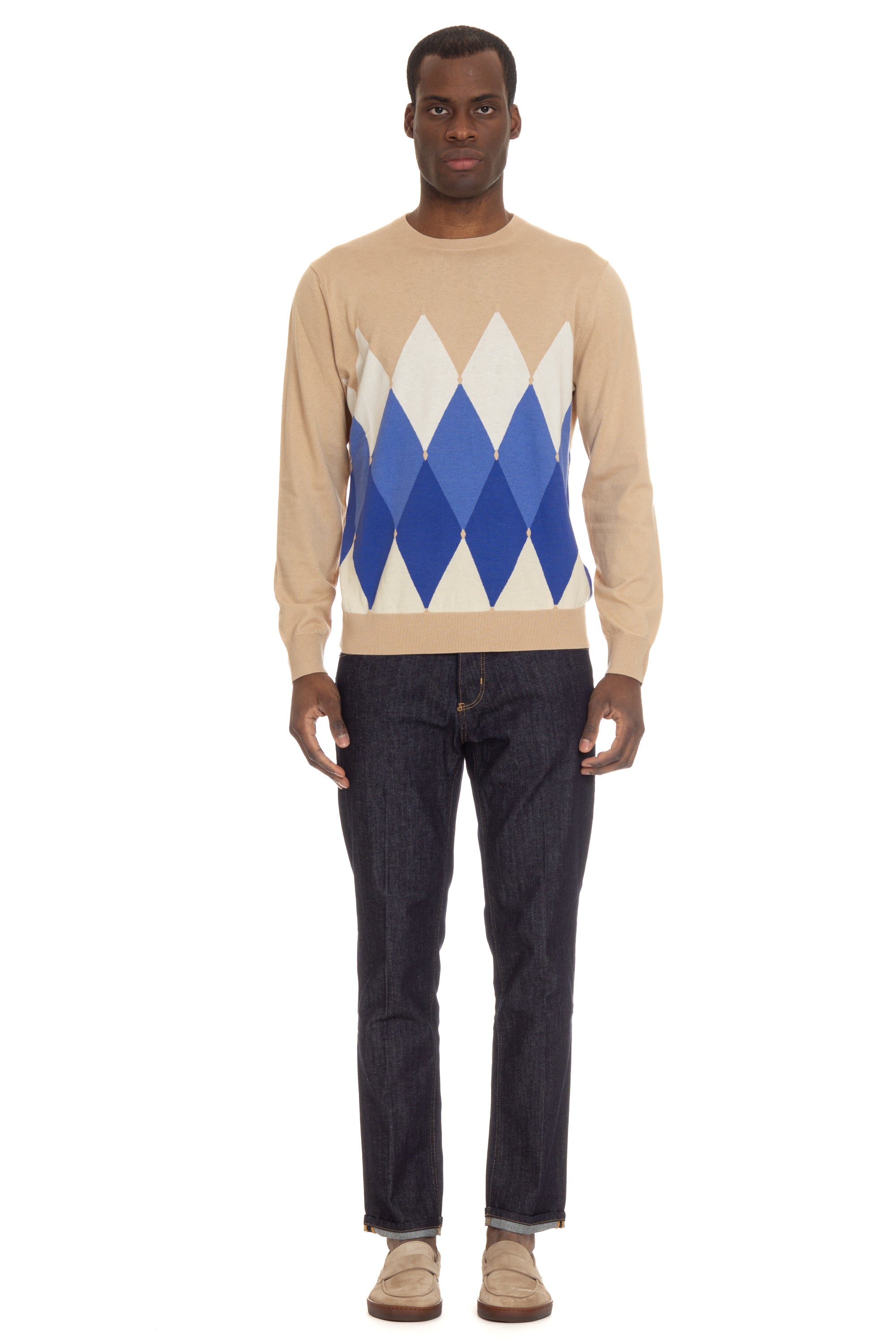 Diamond cotton-cashmere crew-neck sweater