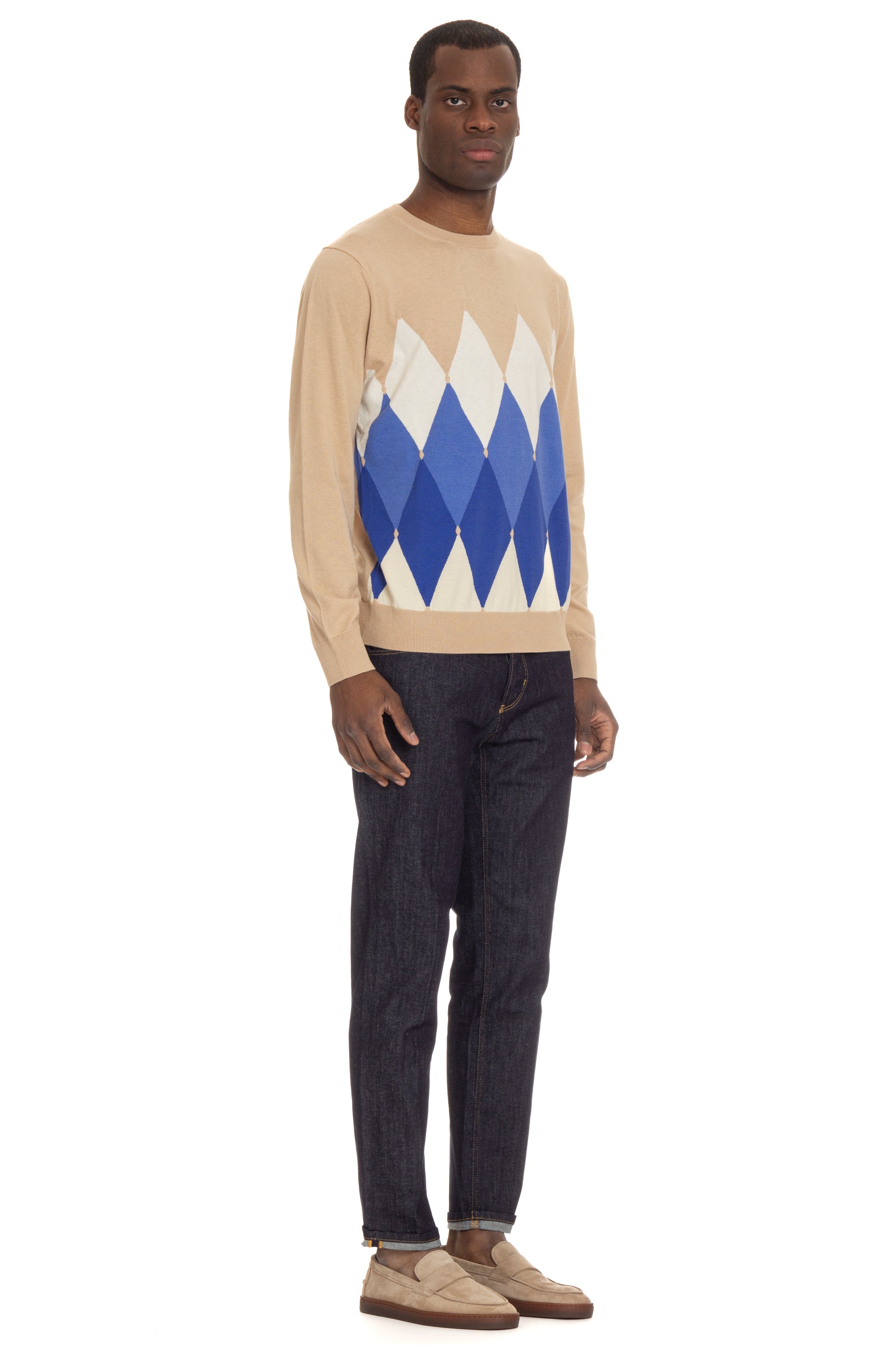 Diamond cotton-cashmere crew-neck sweater