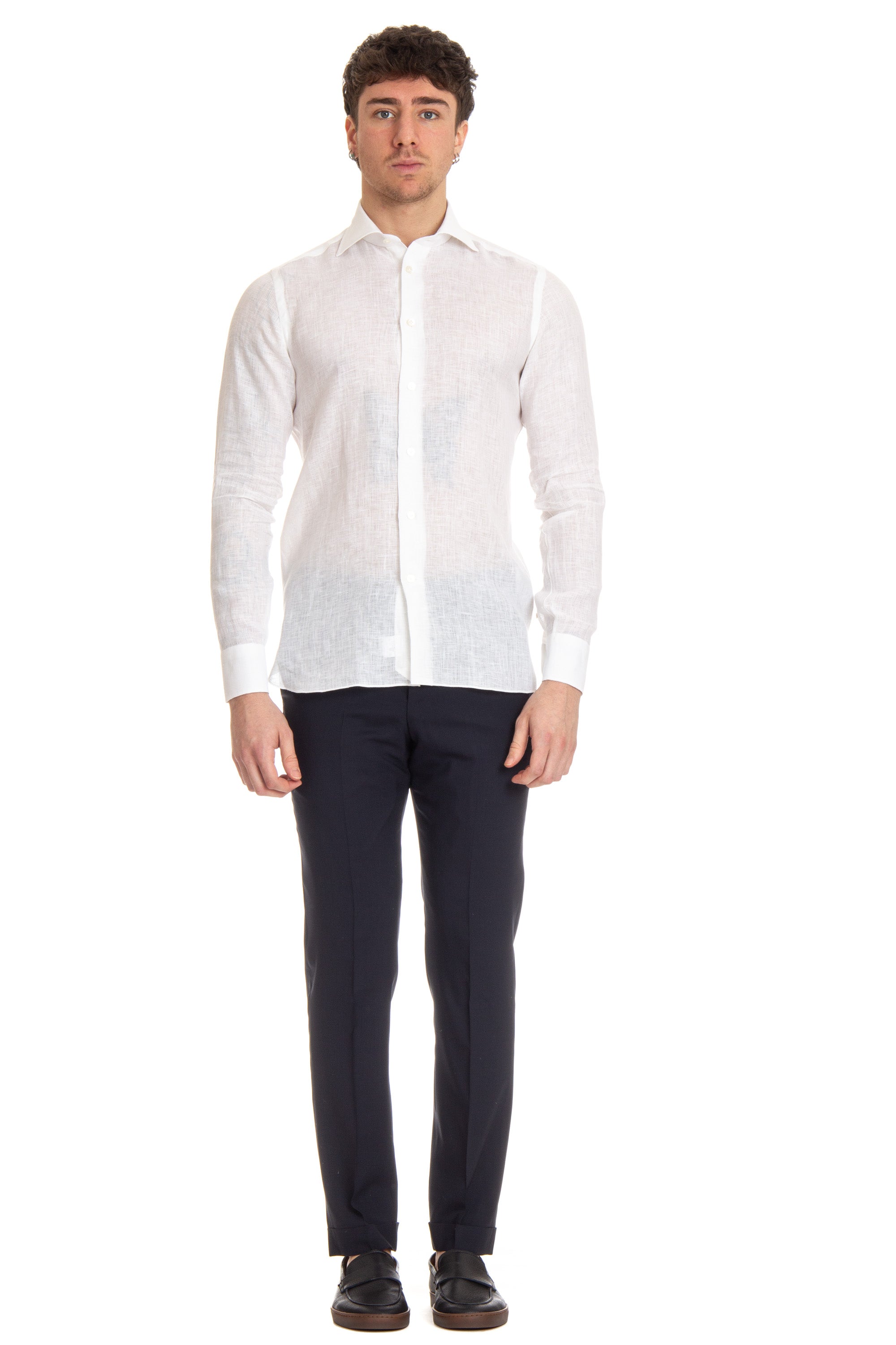 Chemise sur mesure en lin uni