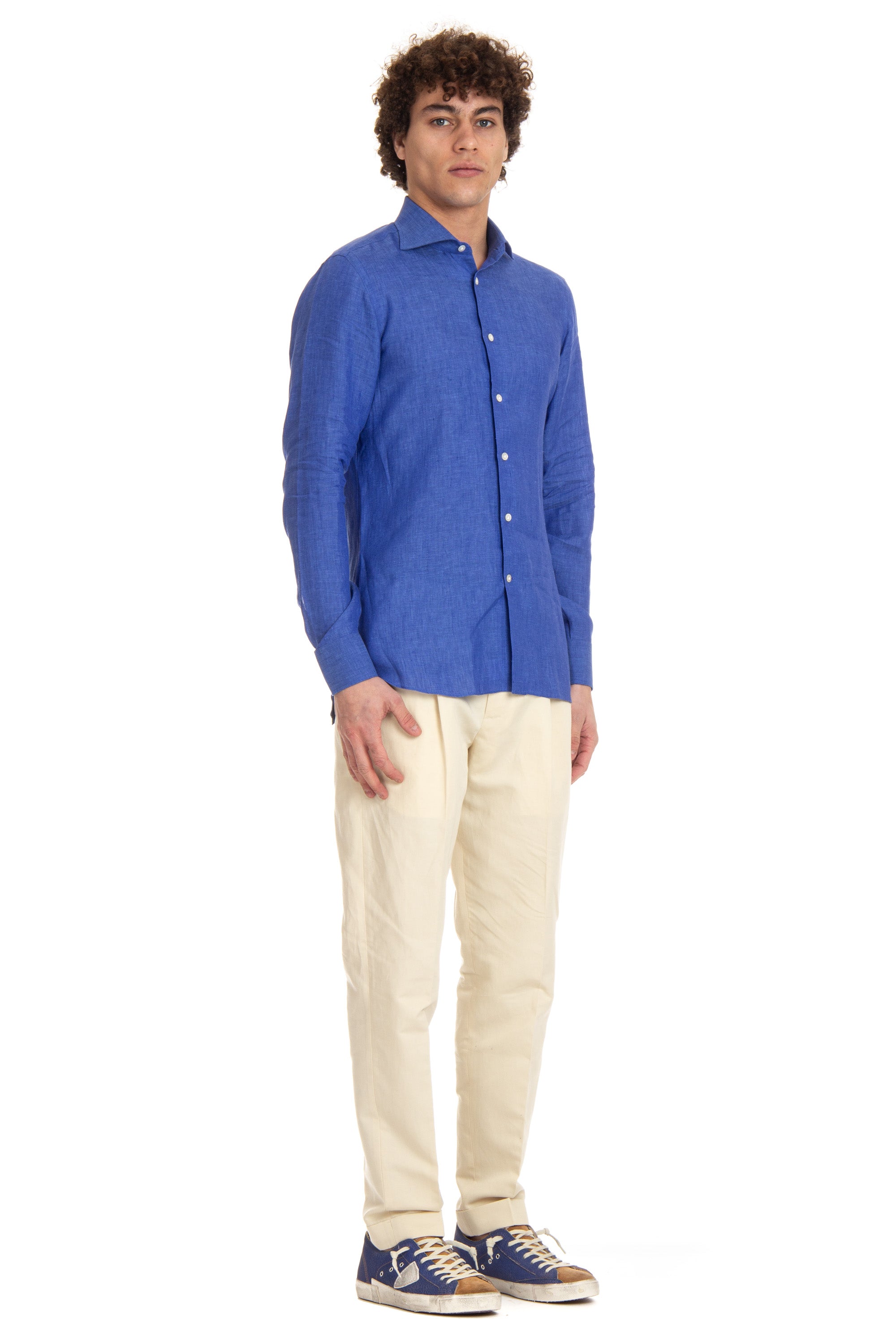 Solid color linen tailored shirt