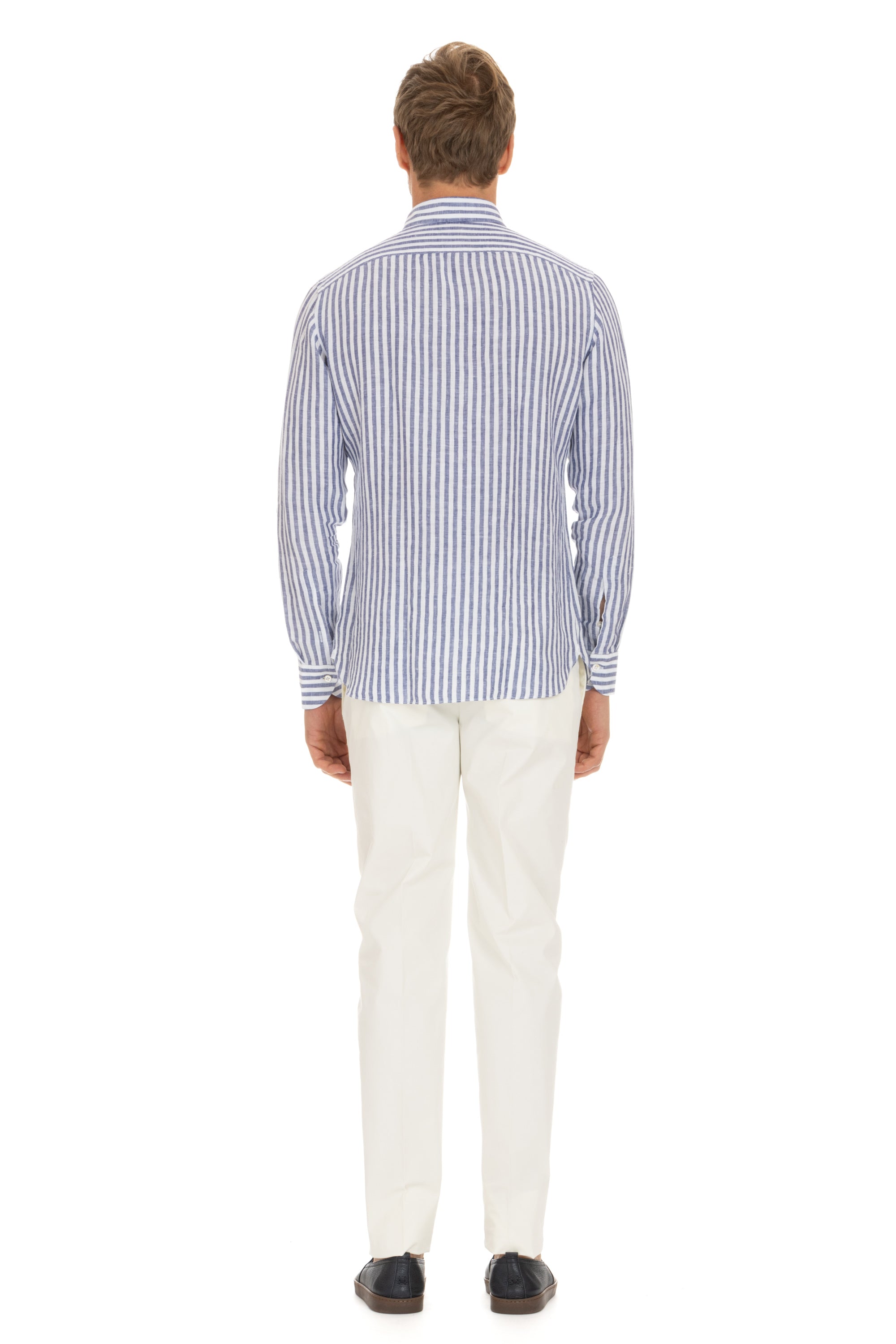 Tailored striped shirt in pure linen