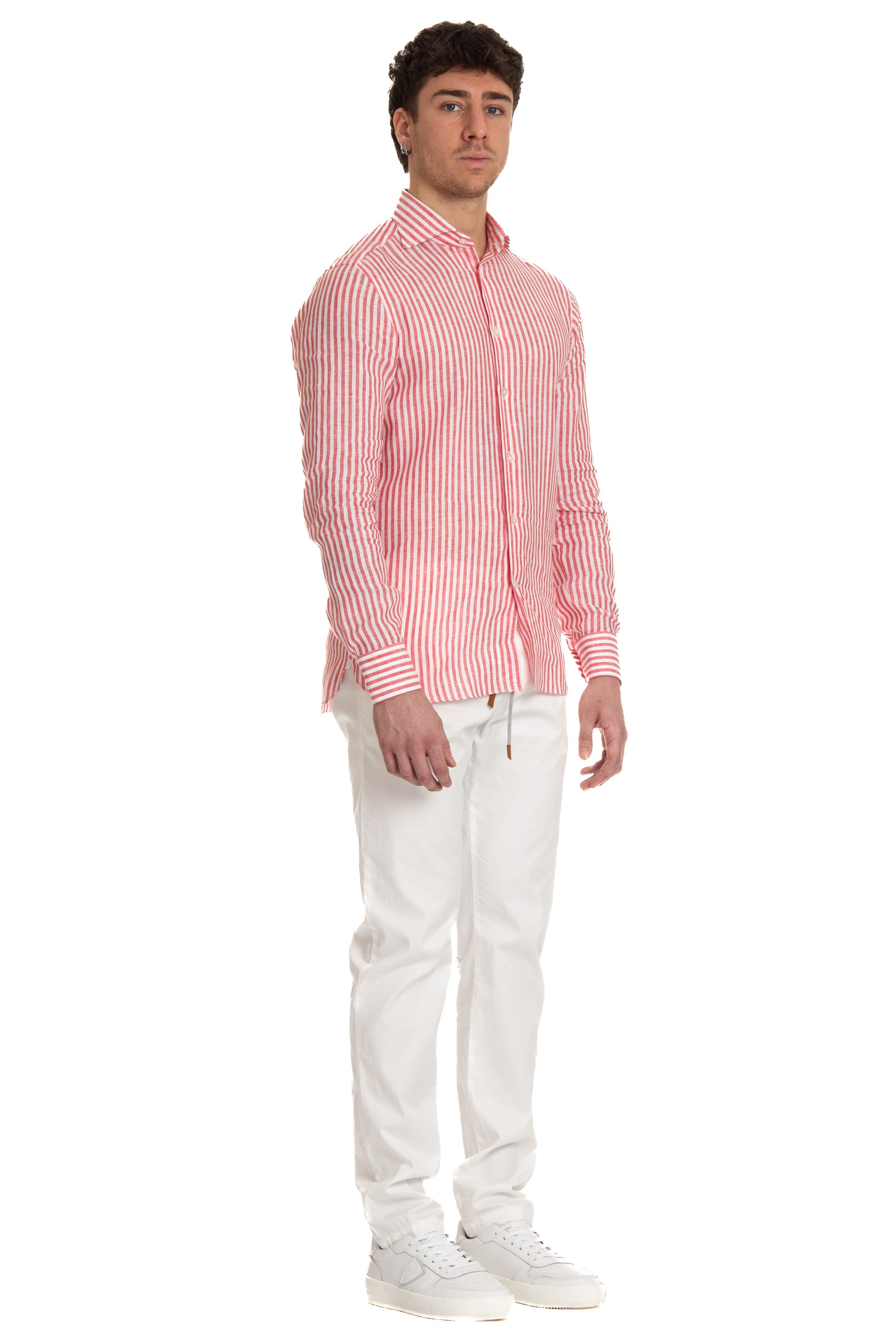 Tailored shirt in striped linen