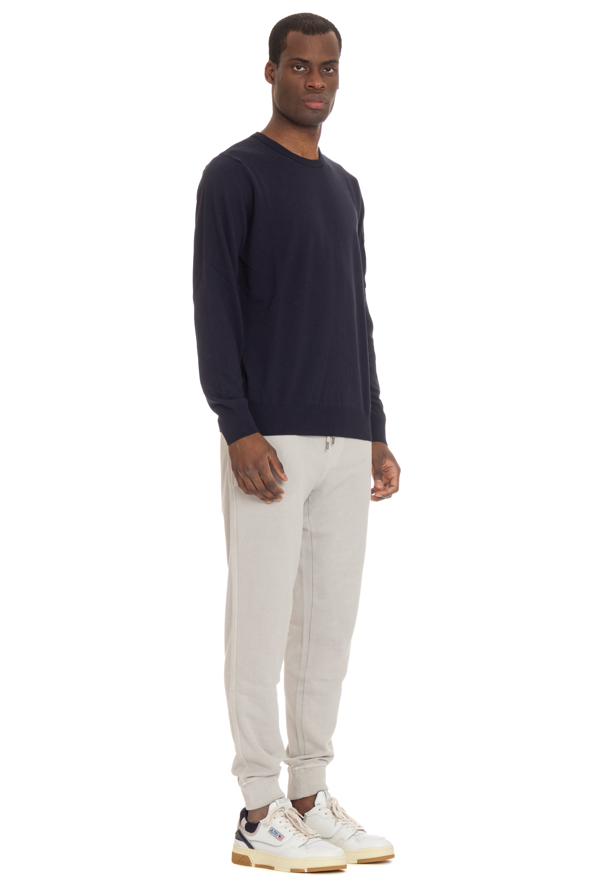 Crew-neck sweater in cotton crepe