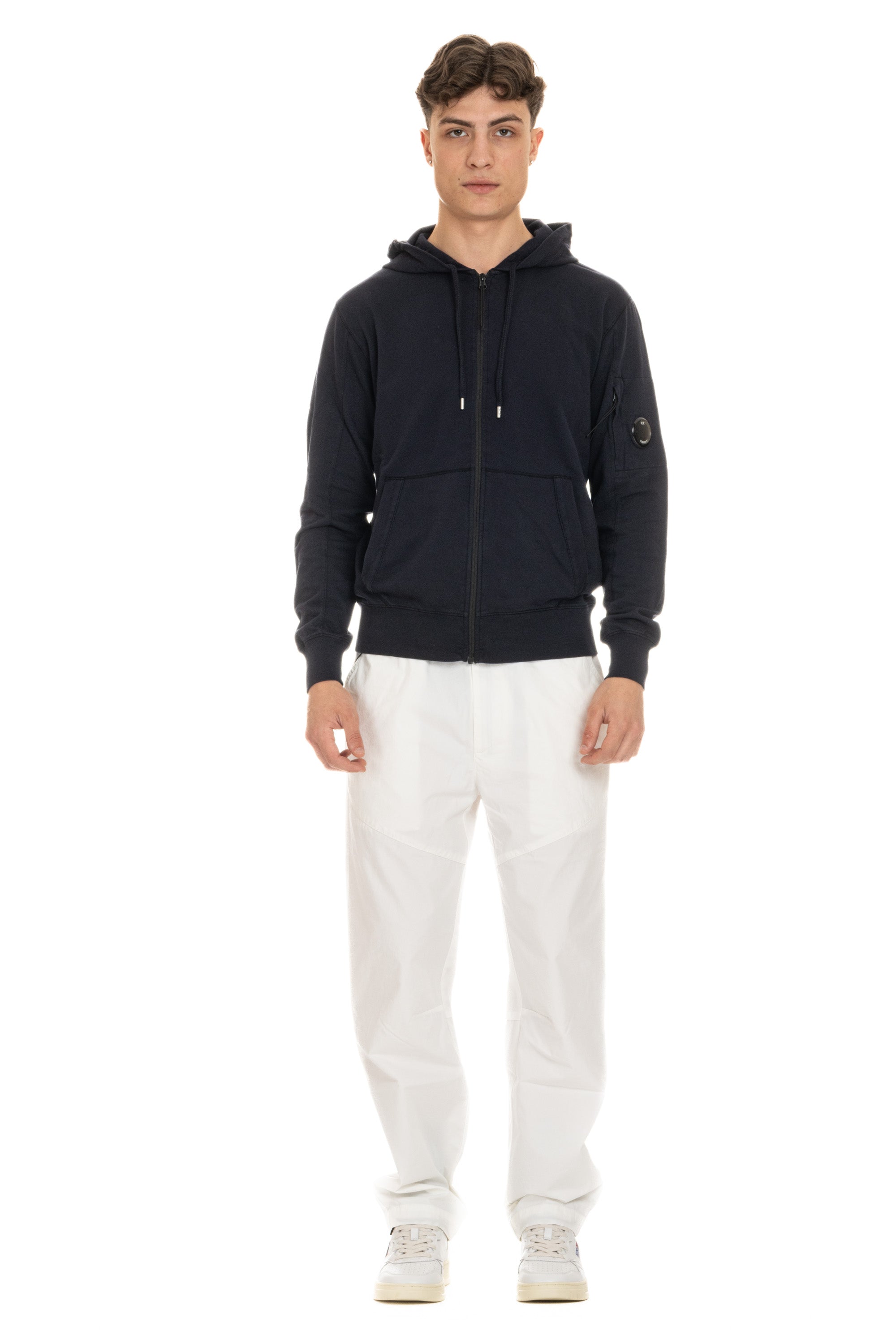 Sweat-shirt zippé intégral en coton léger