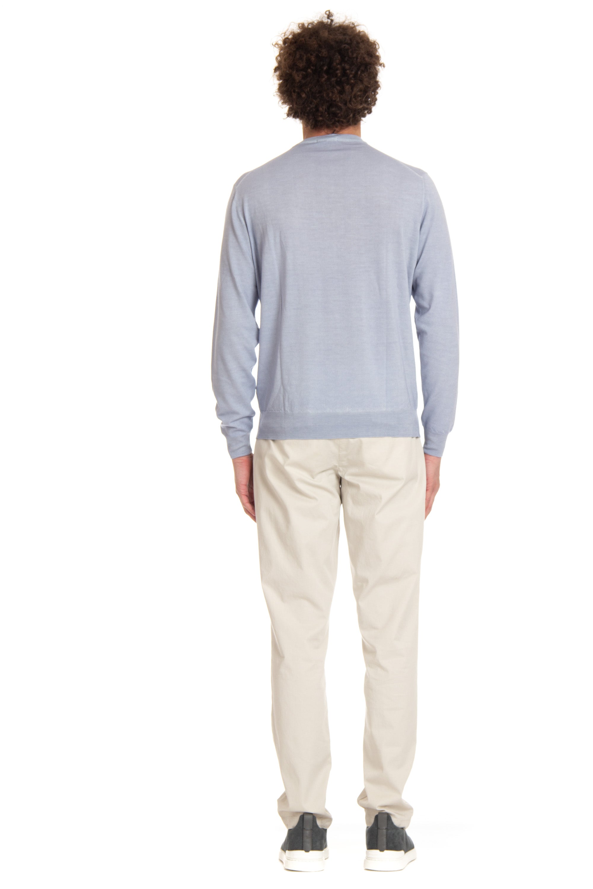 Crewneck sweater in super 140's watercolor wool