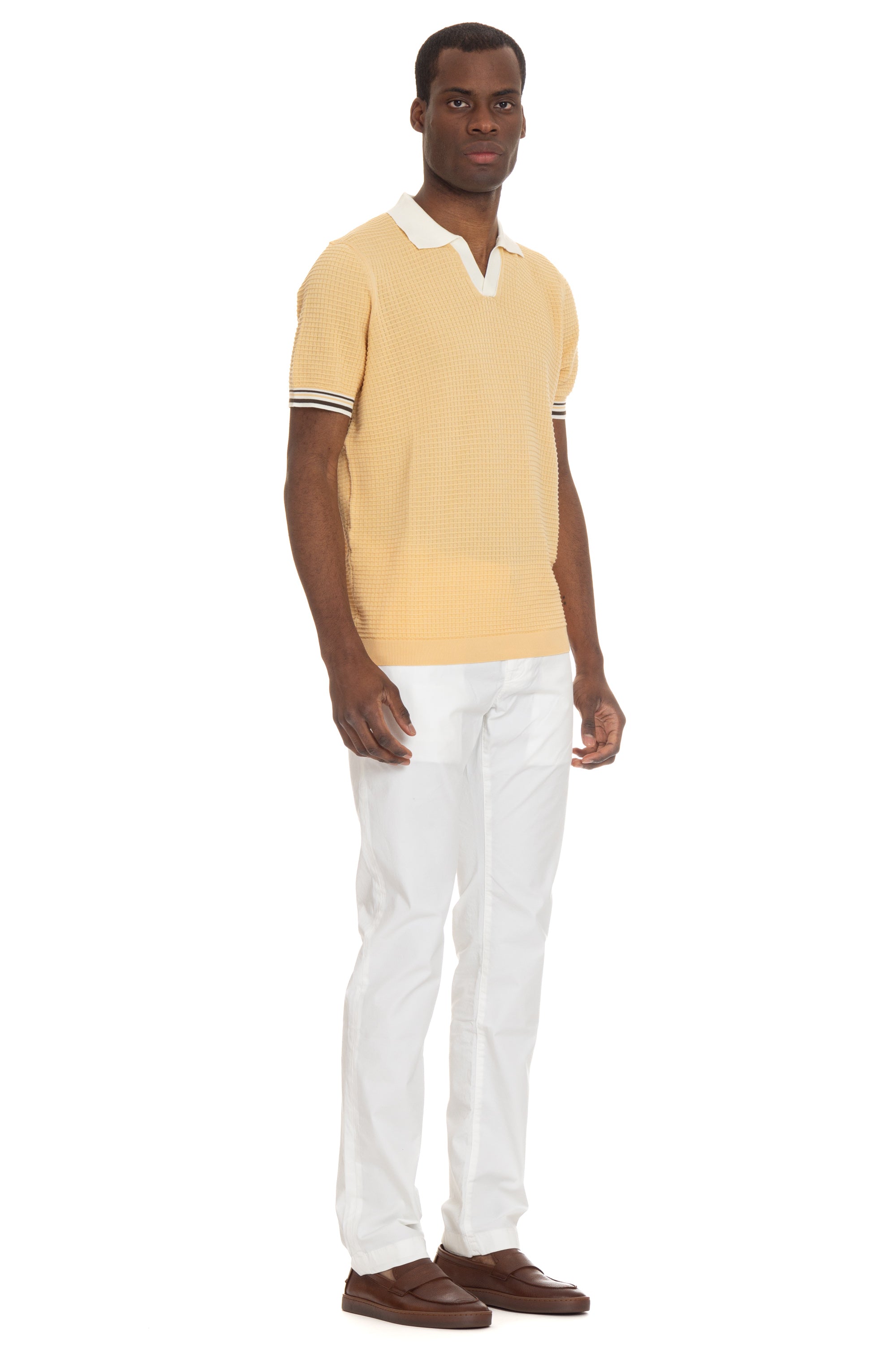 Waffle stitch cotton polo shirt