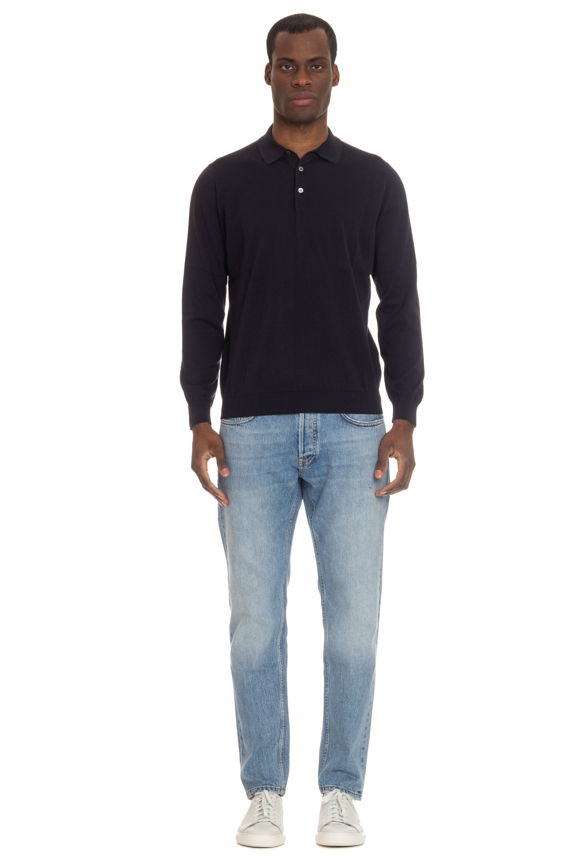 Long sleeve polo shirt in light cotton