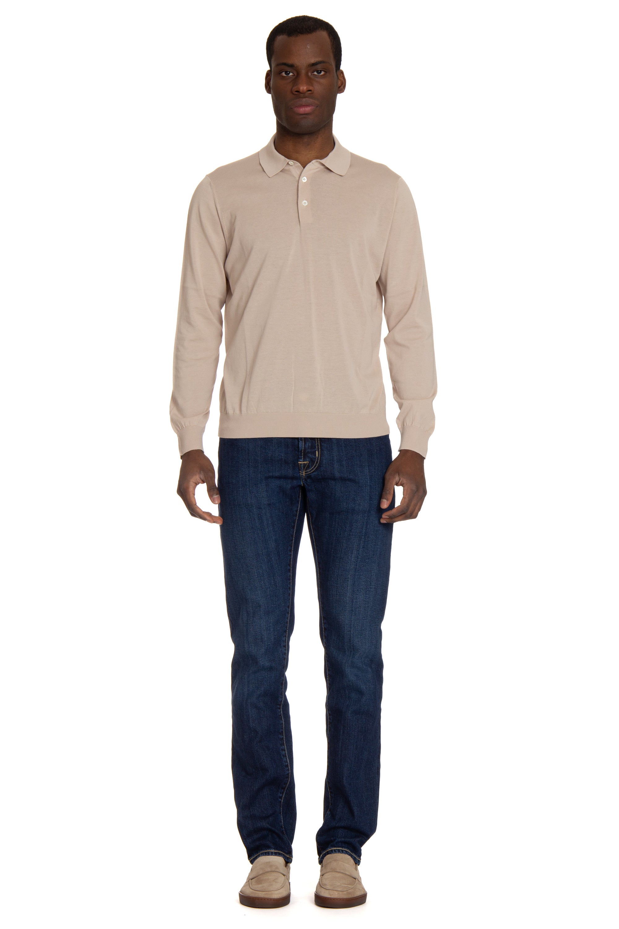 Long sleeve polo shirt in light cotton