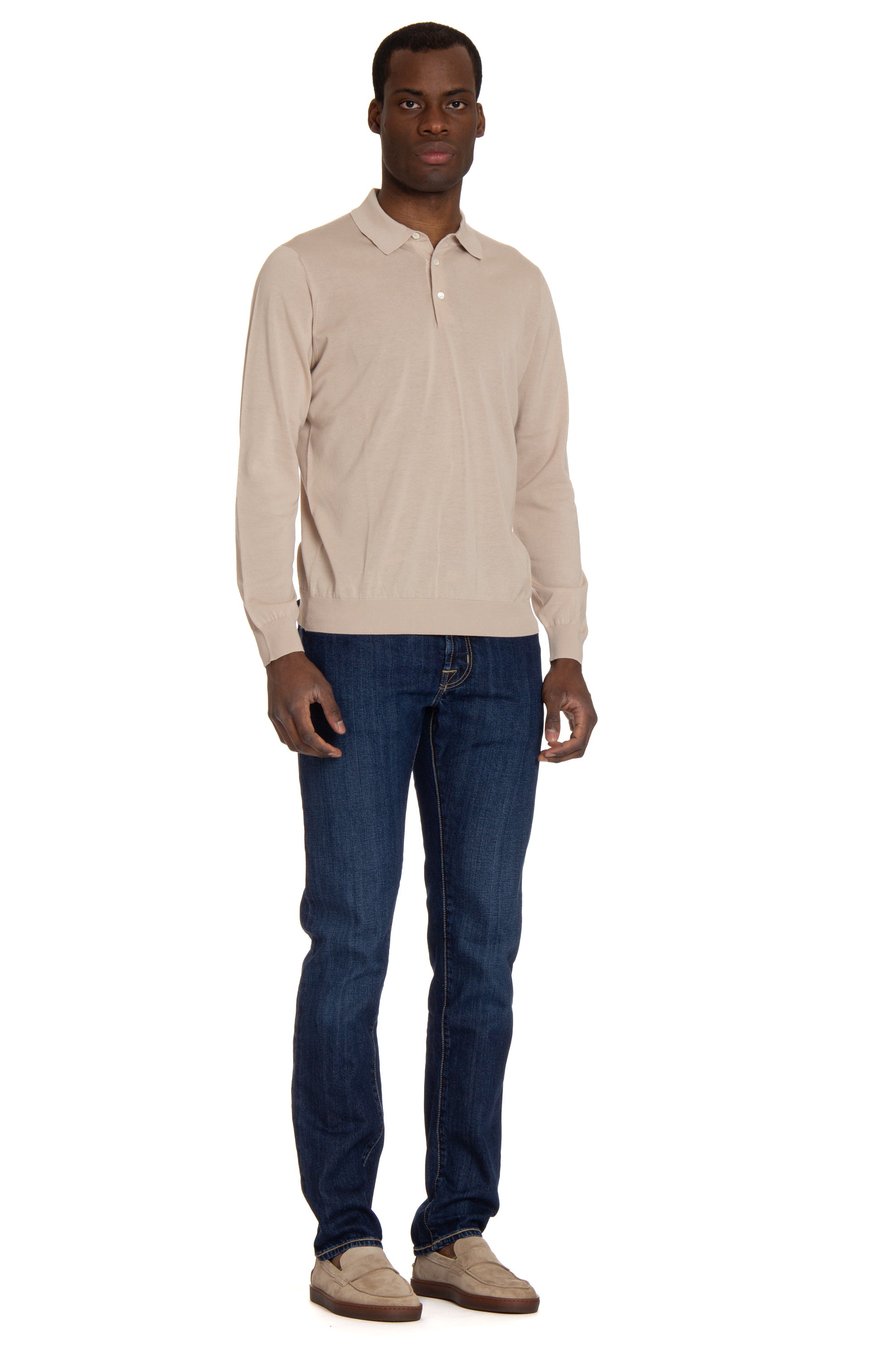 Long sleeve polo shirt in light cotton