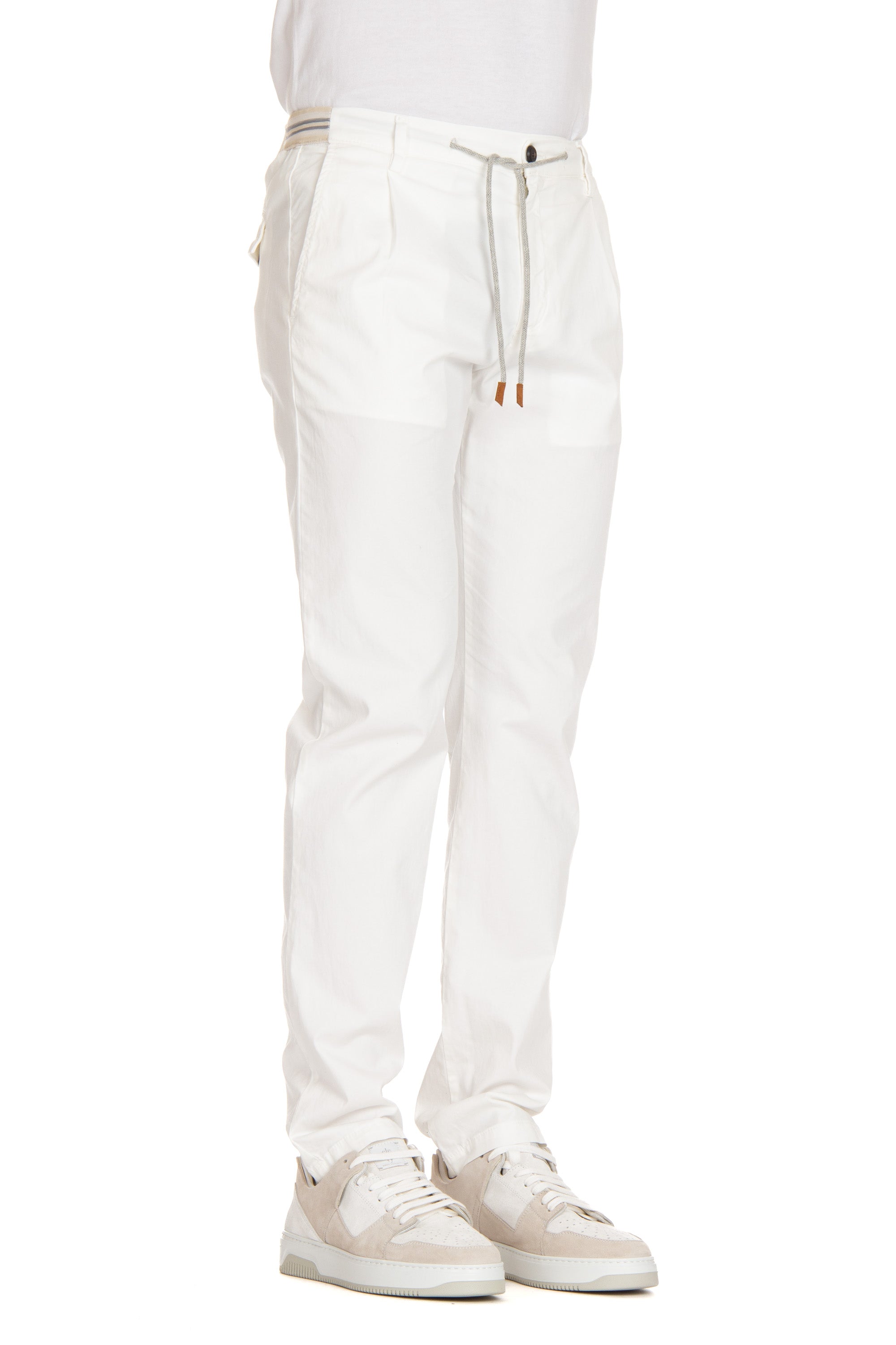 Pantalone in cotone light con elastici in vita