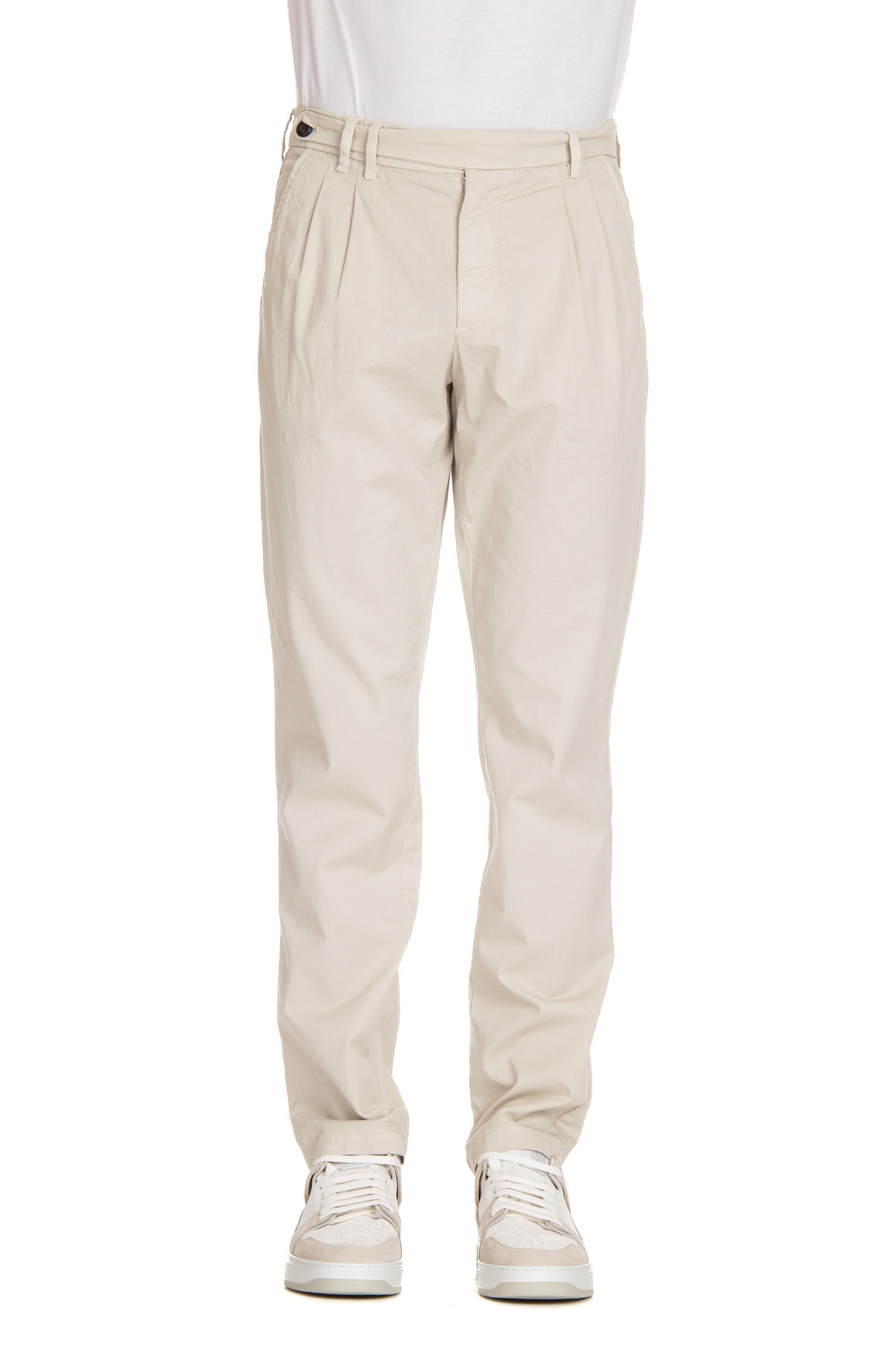 Light cotton trousers with waist adjustments