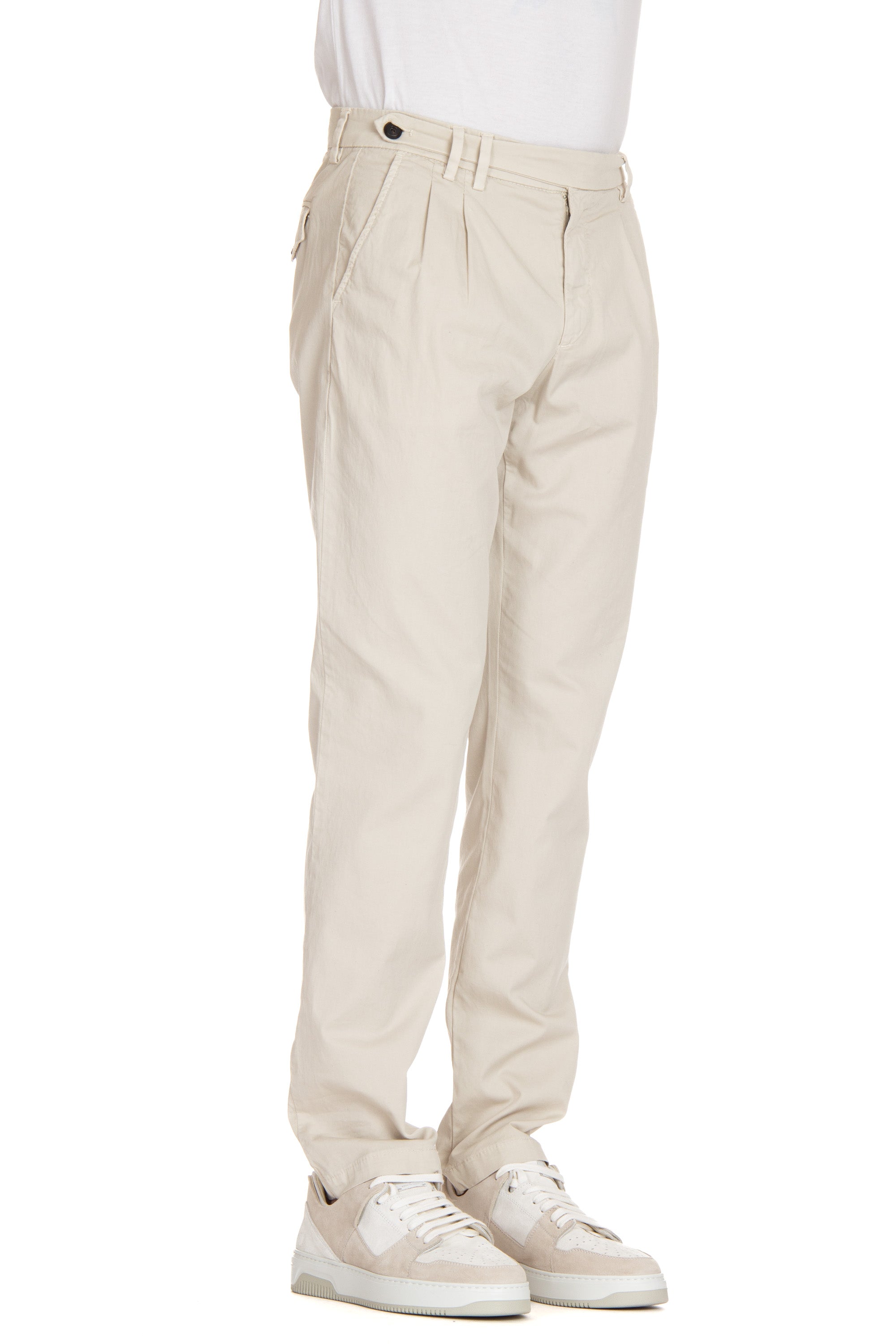 Light cotton trousers with waist adjustments