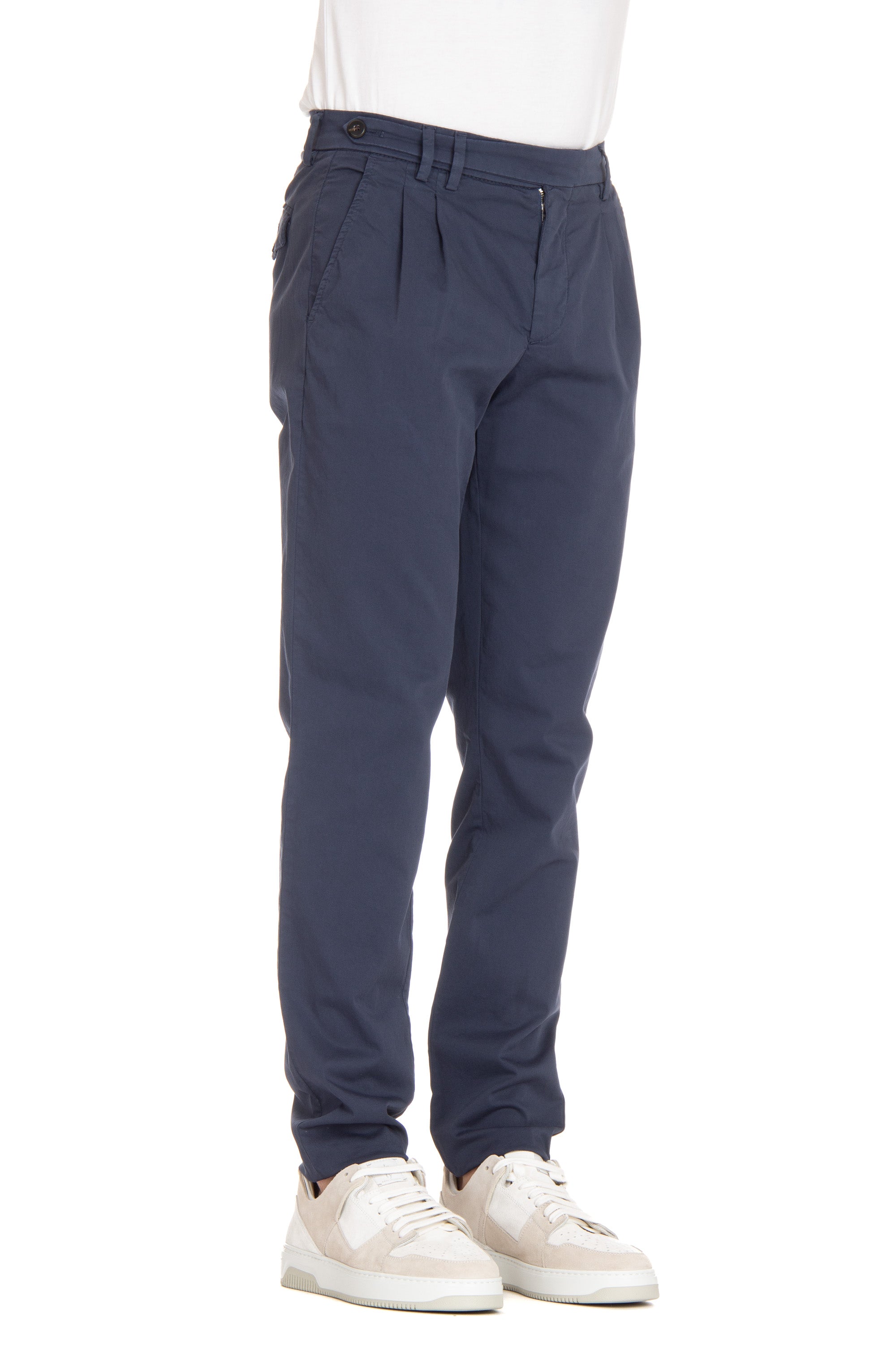 Light cotton trousers with waist adjustments
