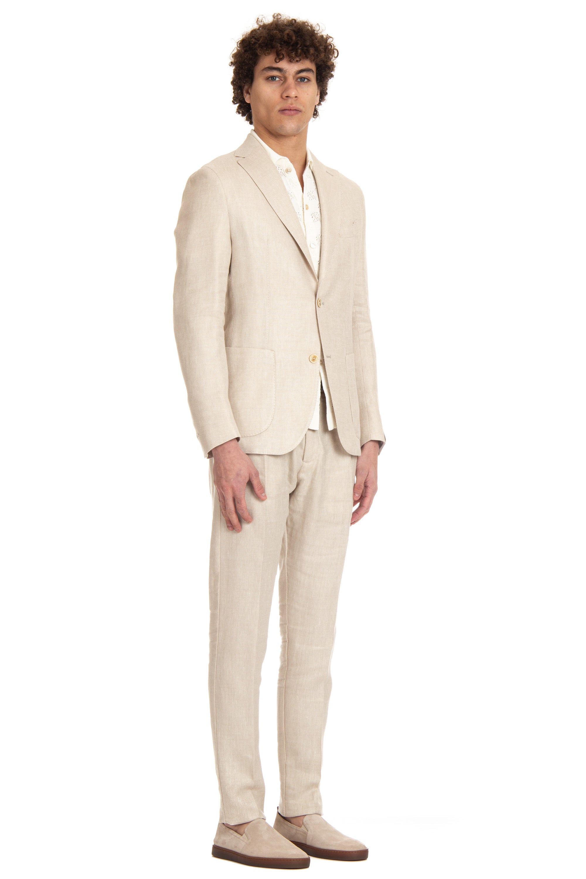 Tailored jogger suit in Zegna wool-linen-silk