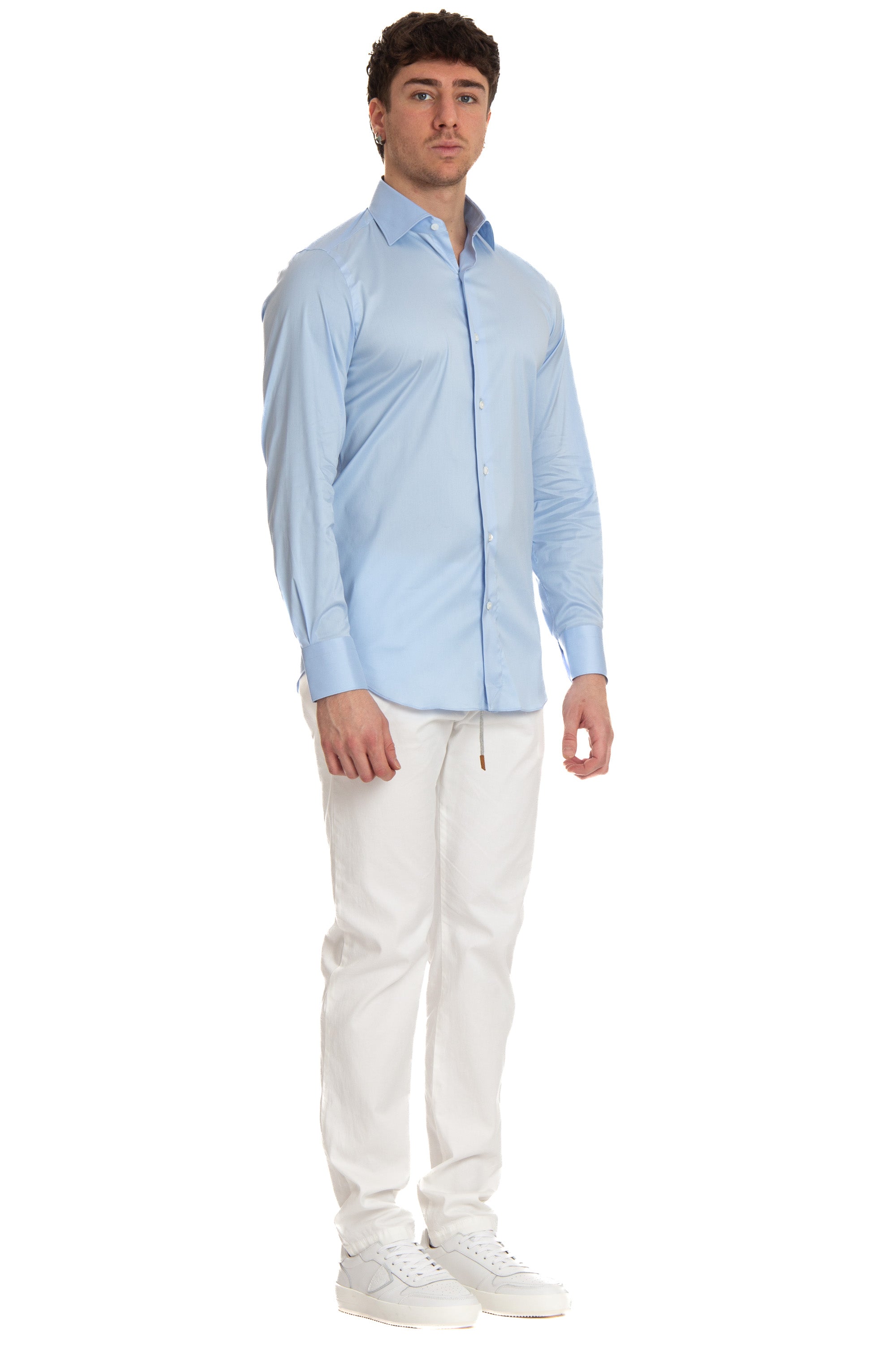 Tailored stretch poplin shirt from the Milan line