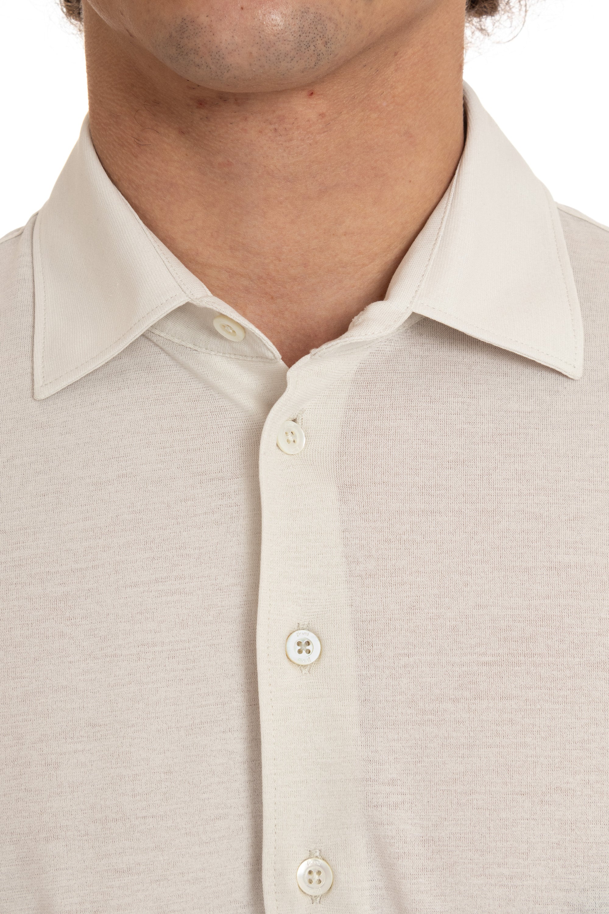 Camicia-polo in crepe di cotone