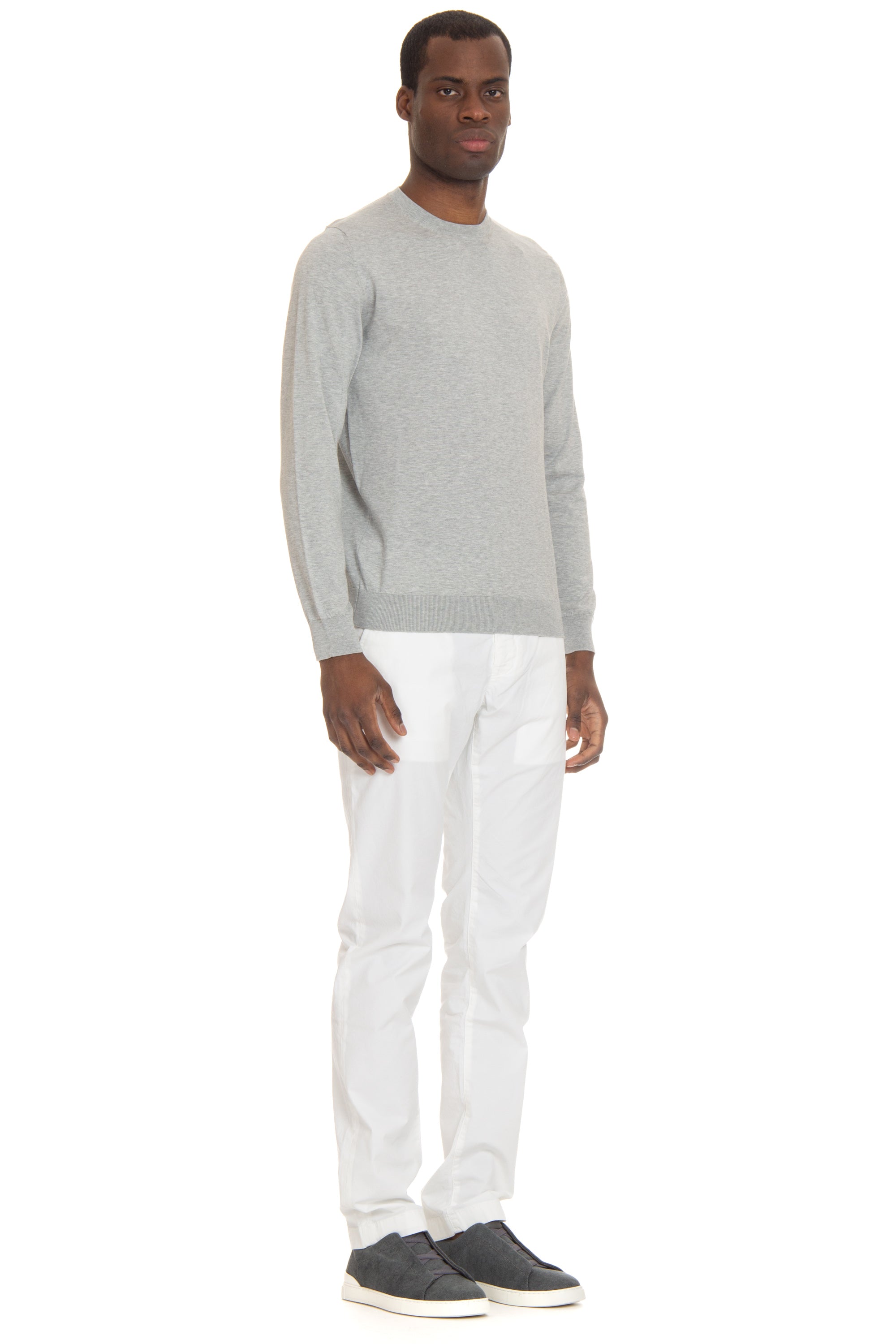 Pull col rond en coton Sea Island