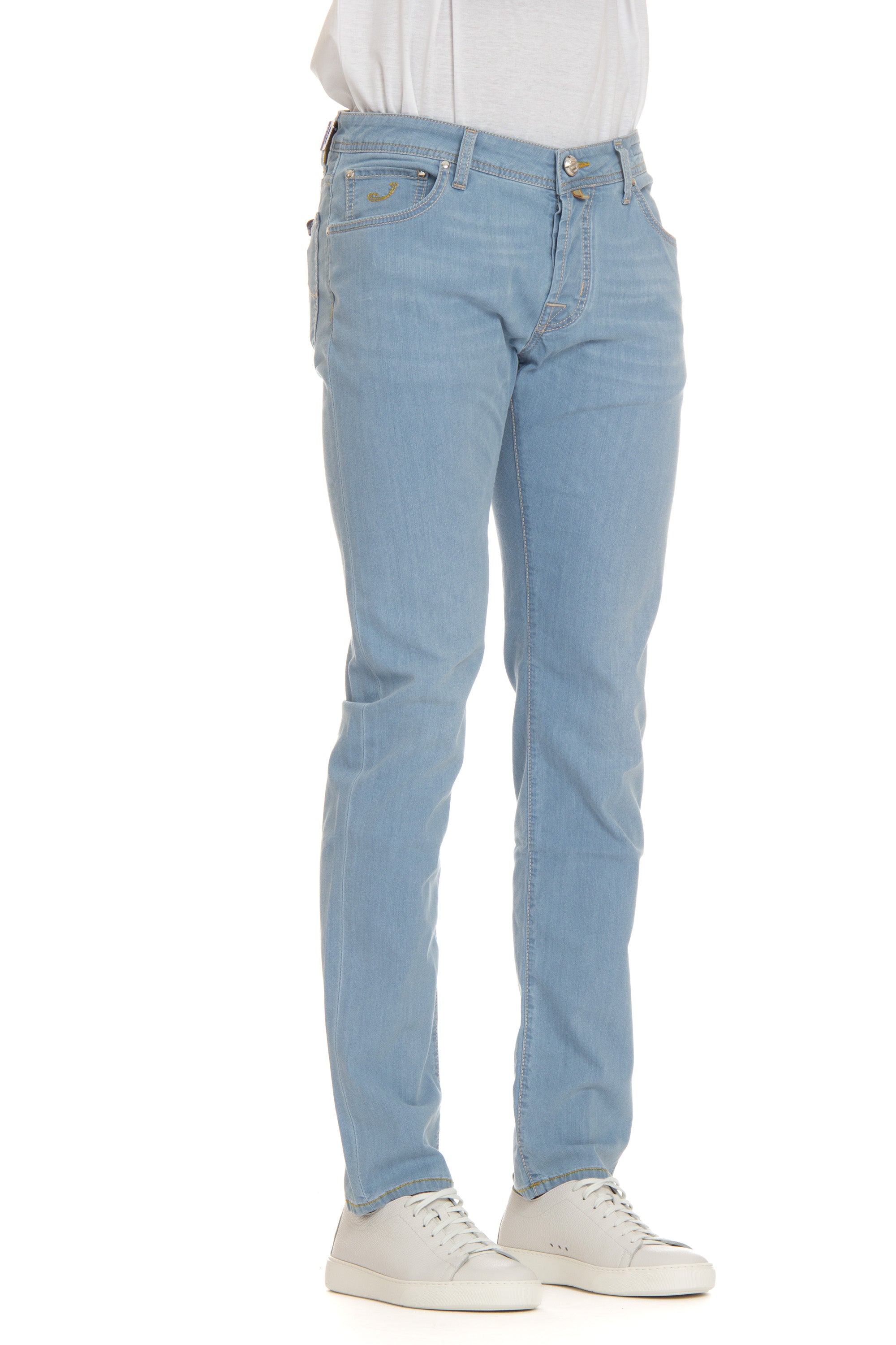 Nick Slim-Fit-Jeans aus Baumwoll-Viskose mit gelbem Label