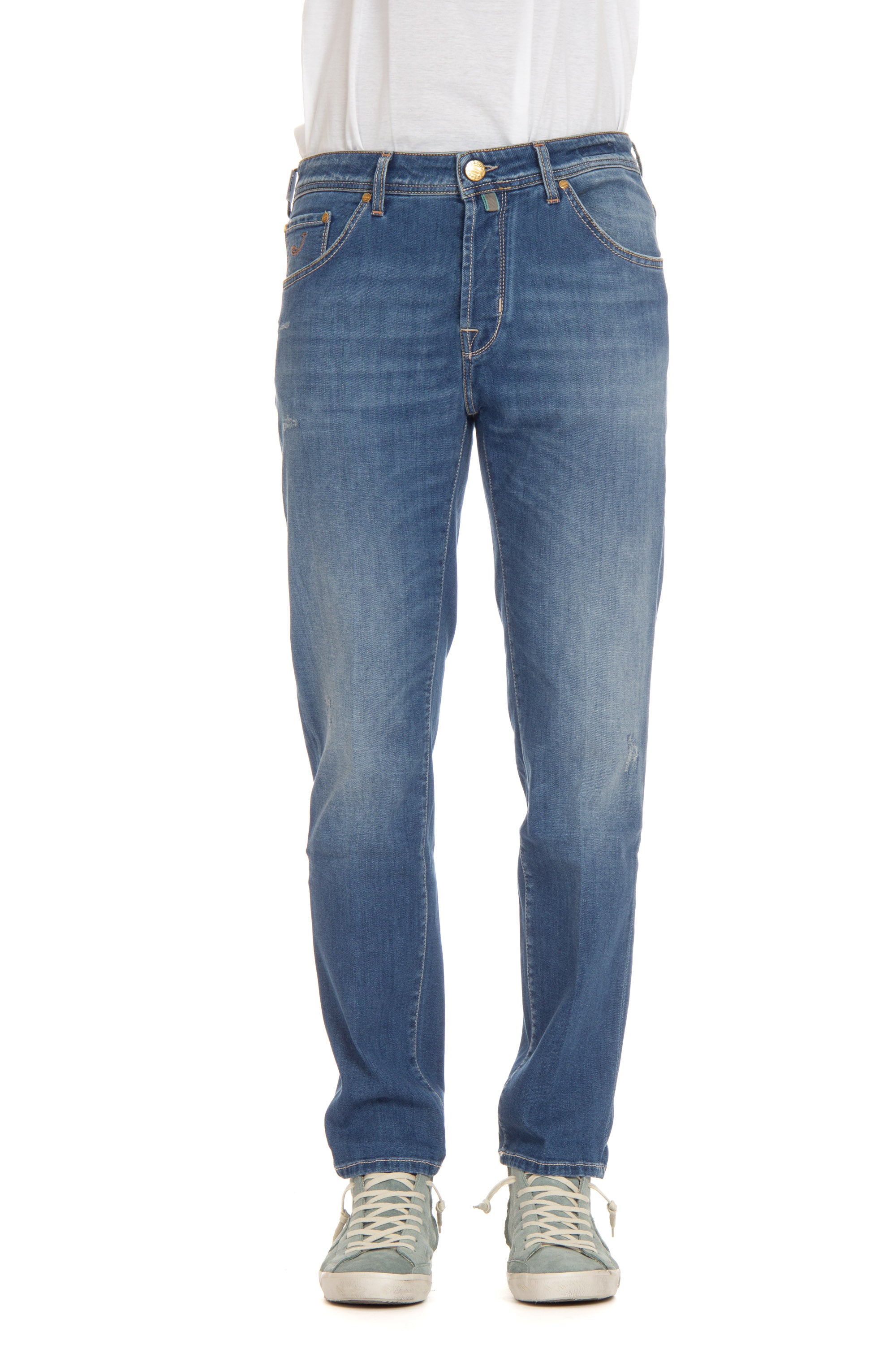 Jeans stretch con etichetta cavallino azzurro Scott fit