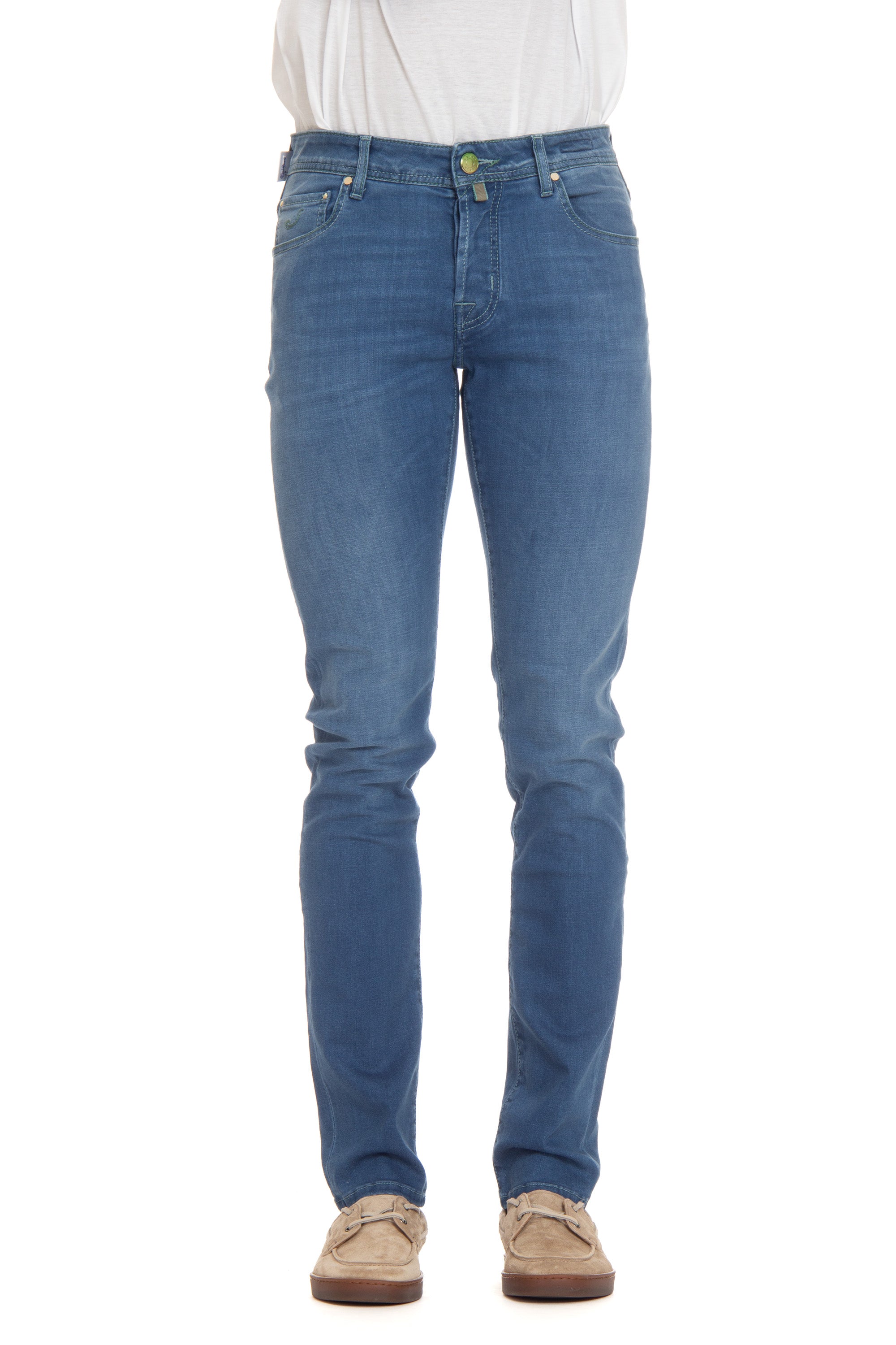 Stretch jeans with Nick fit striped label