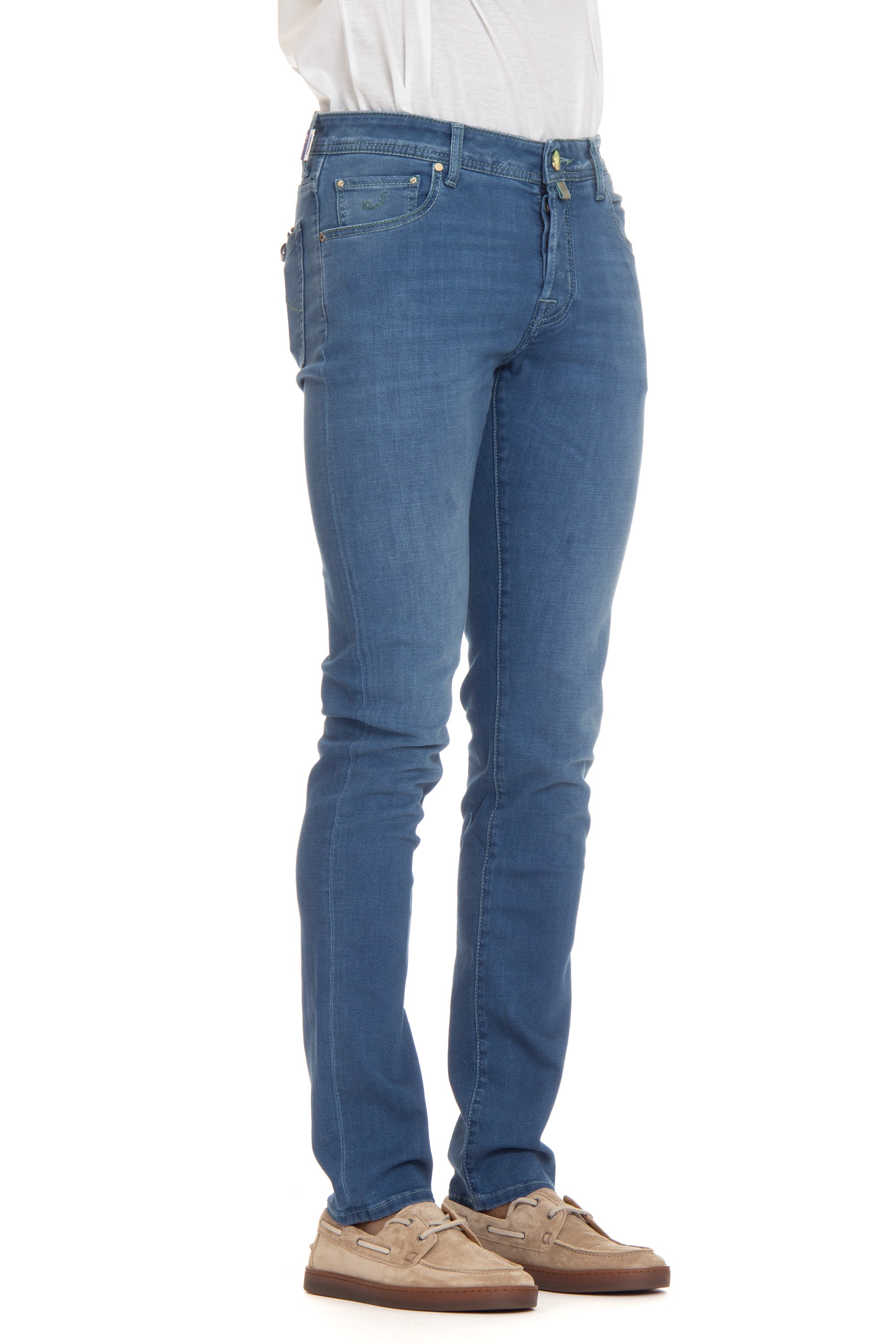 Stretch jeans with Nick fit striped label