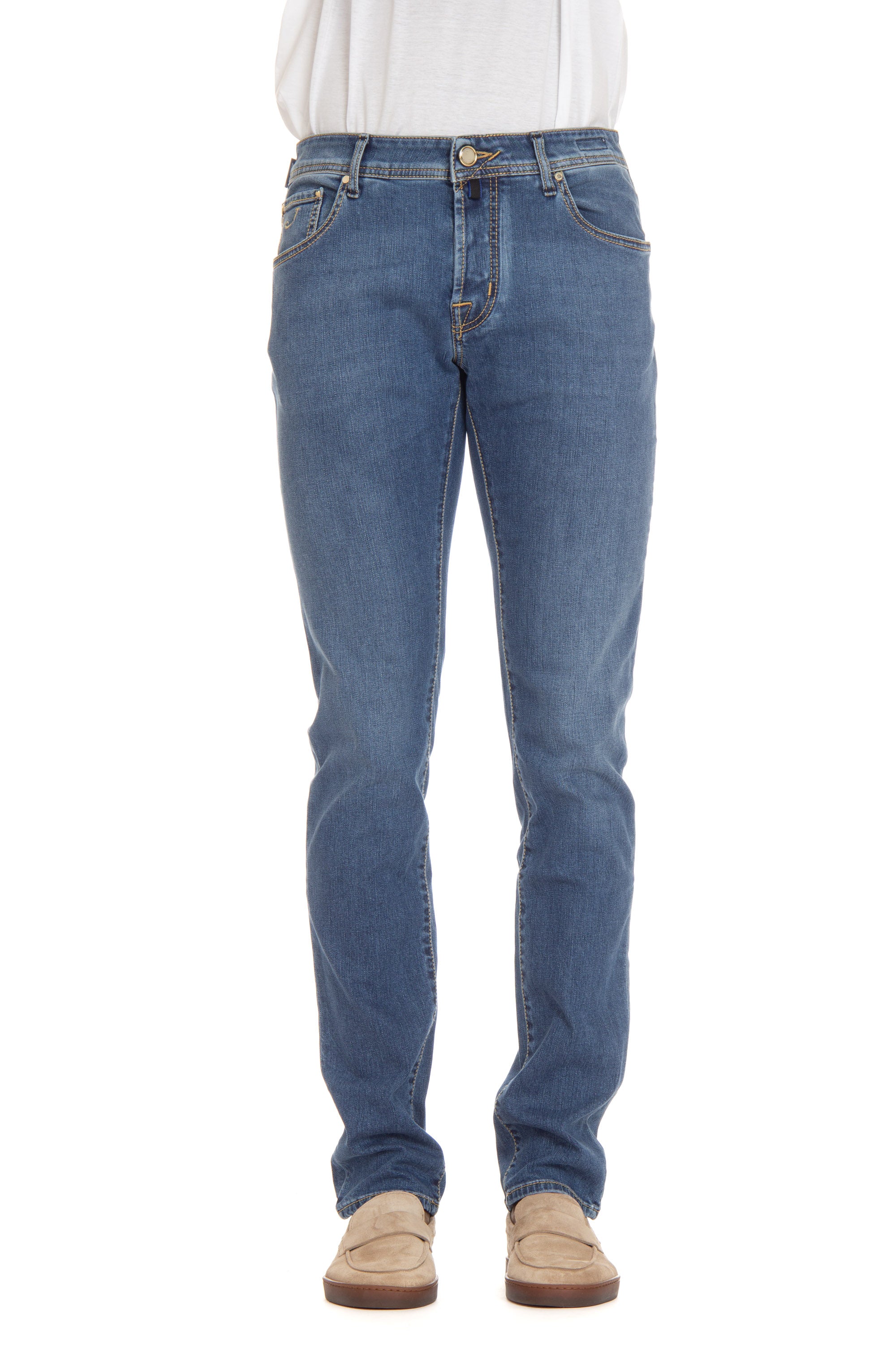 Jeans in cotton-modal with Nick Slim fit inlaid ponyskin label