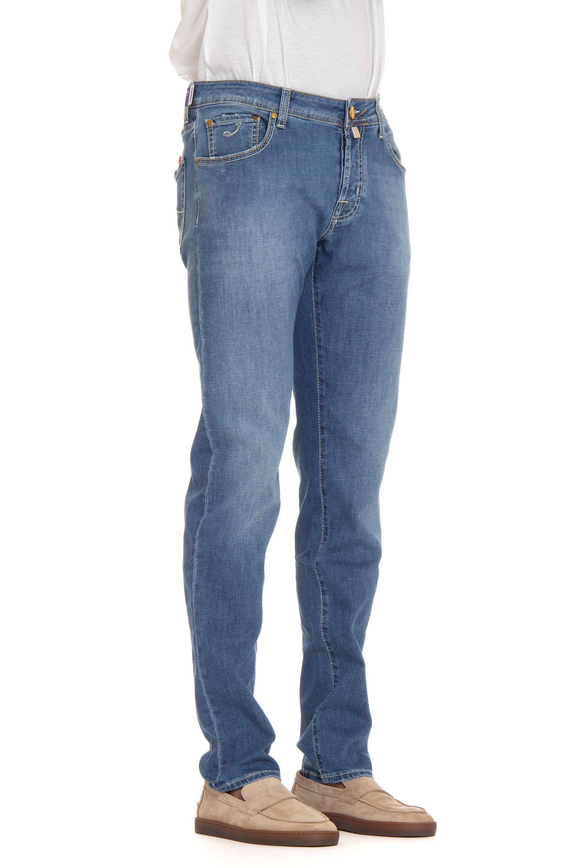 Jeans en coton-lin étiquette en tissu Nick Slim fit