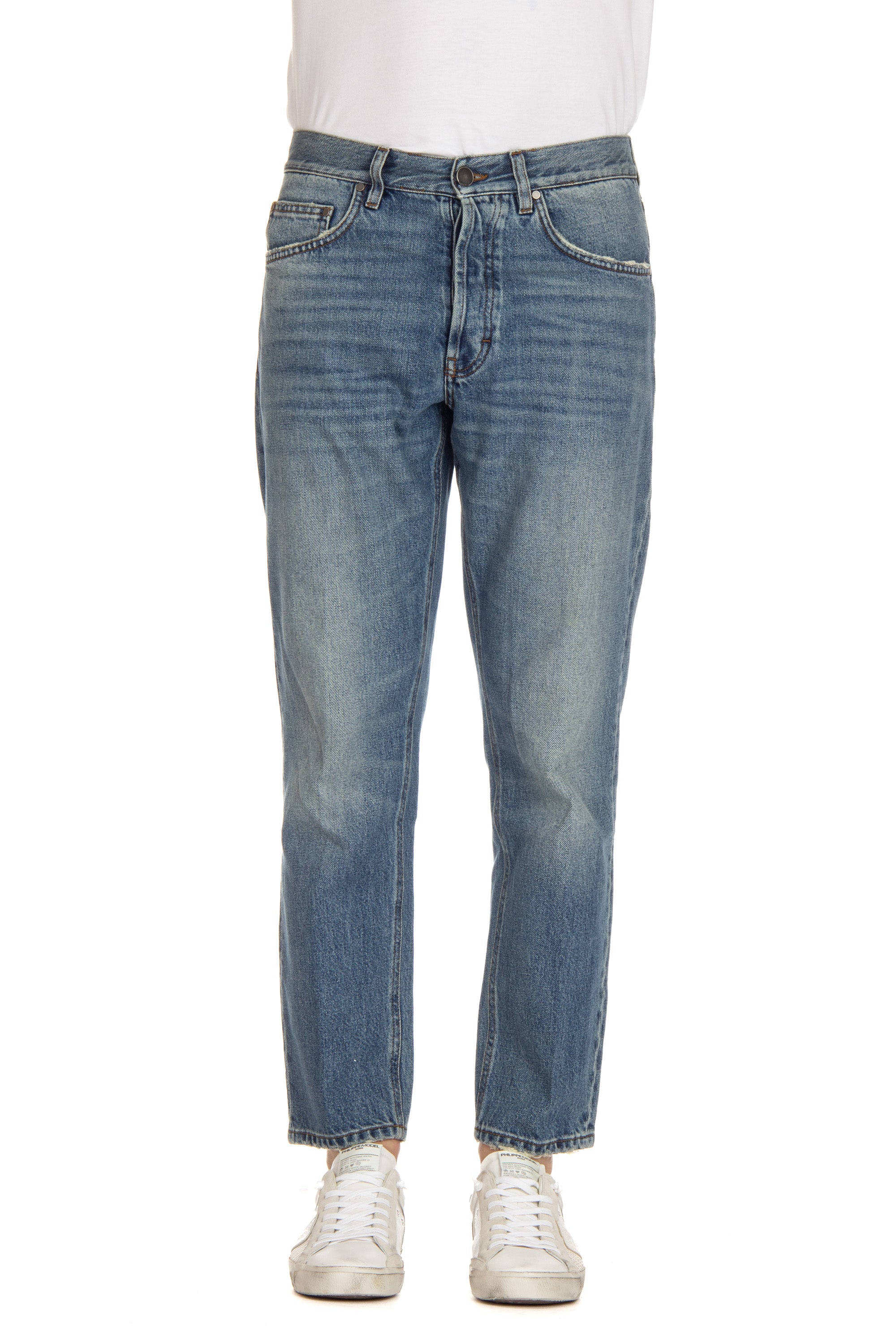 Regular fit pure cotton denim jeans