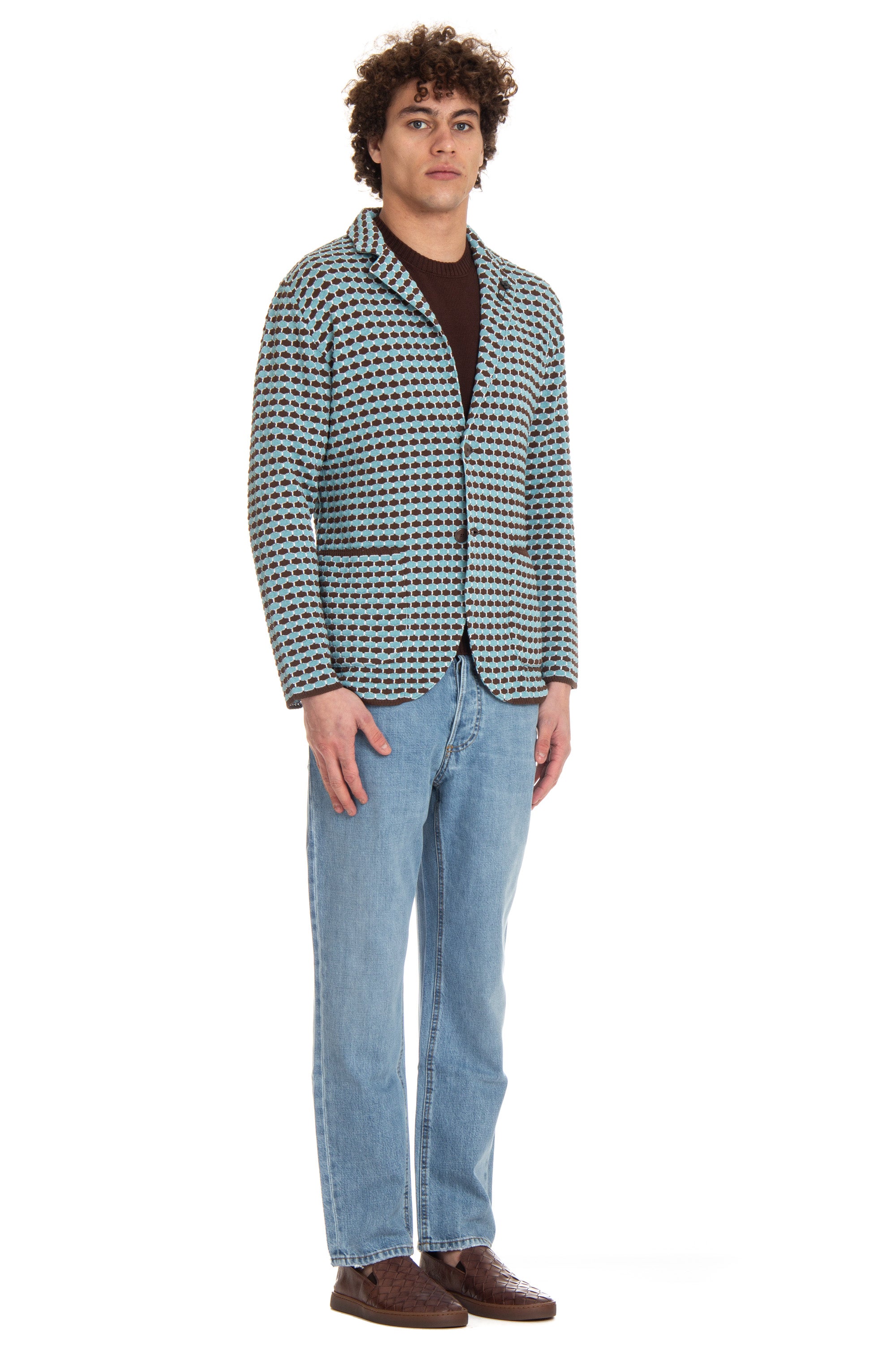Honeycomb cotton knitted jacket