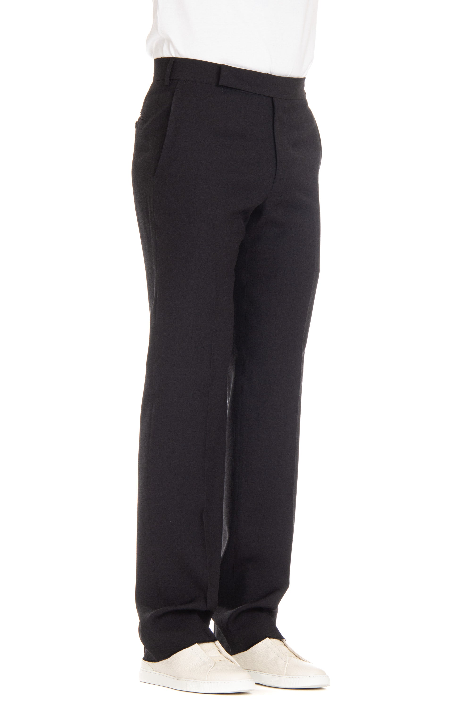 Over-fit viscose-wool-silk trousers