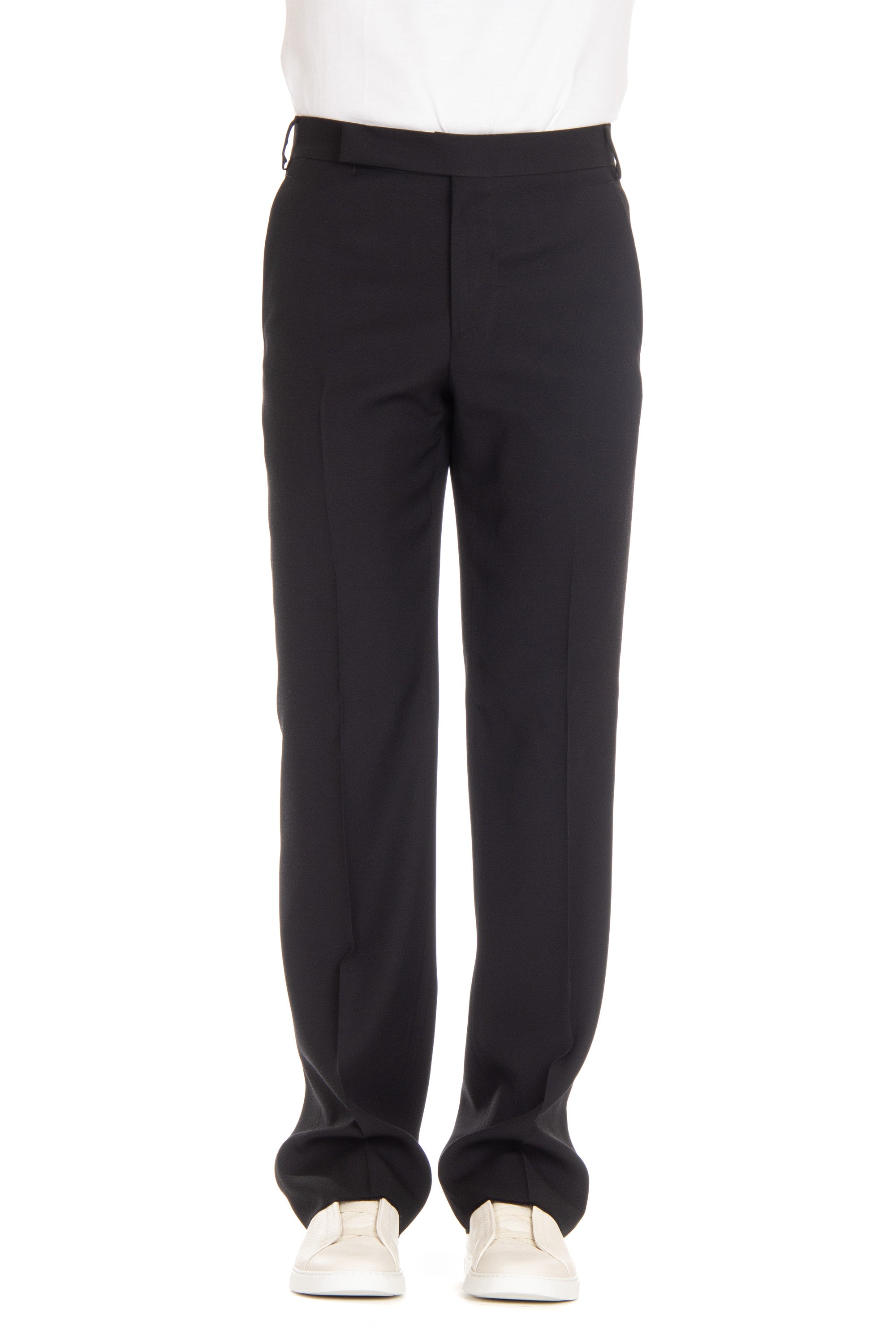 Over-fit viscose-wool-silk trousers