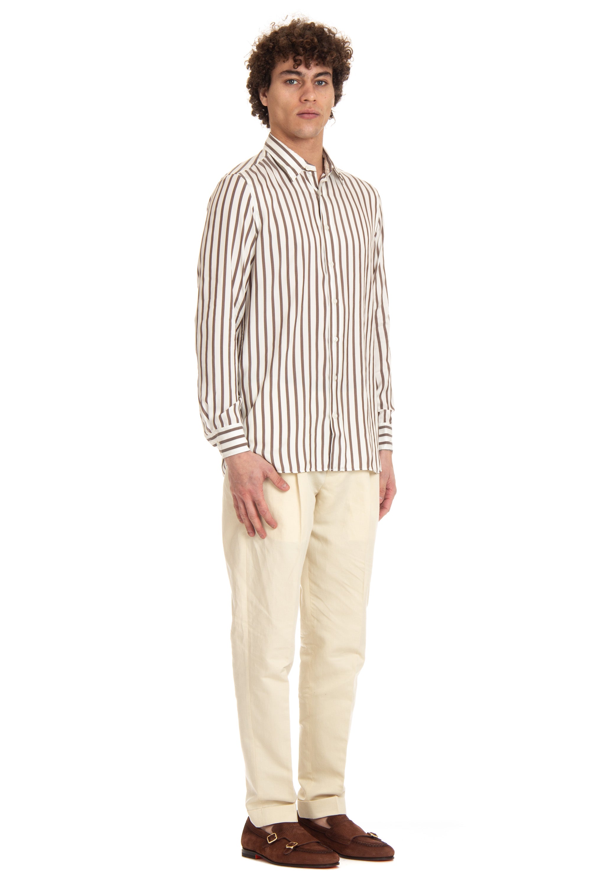 Pure silk striped shirt