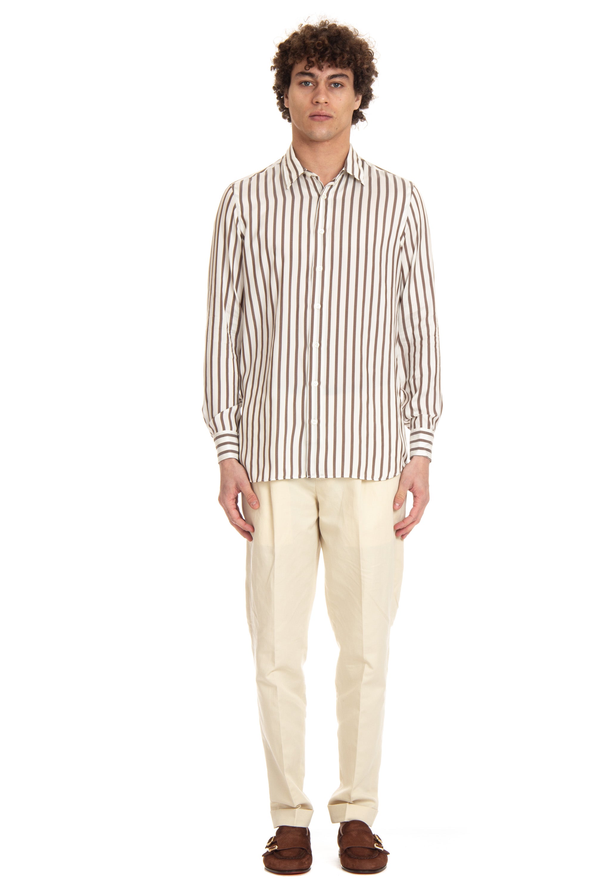 Pure silk striped shirt