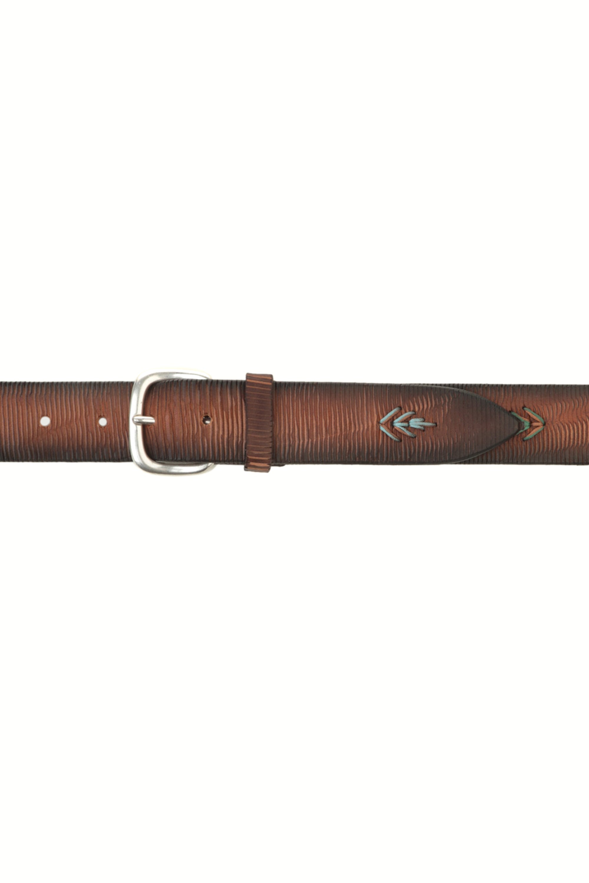 Laminated leather belt with threads