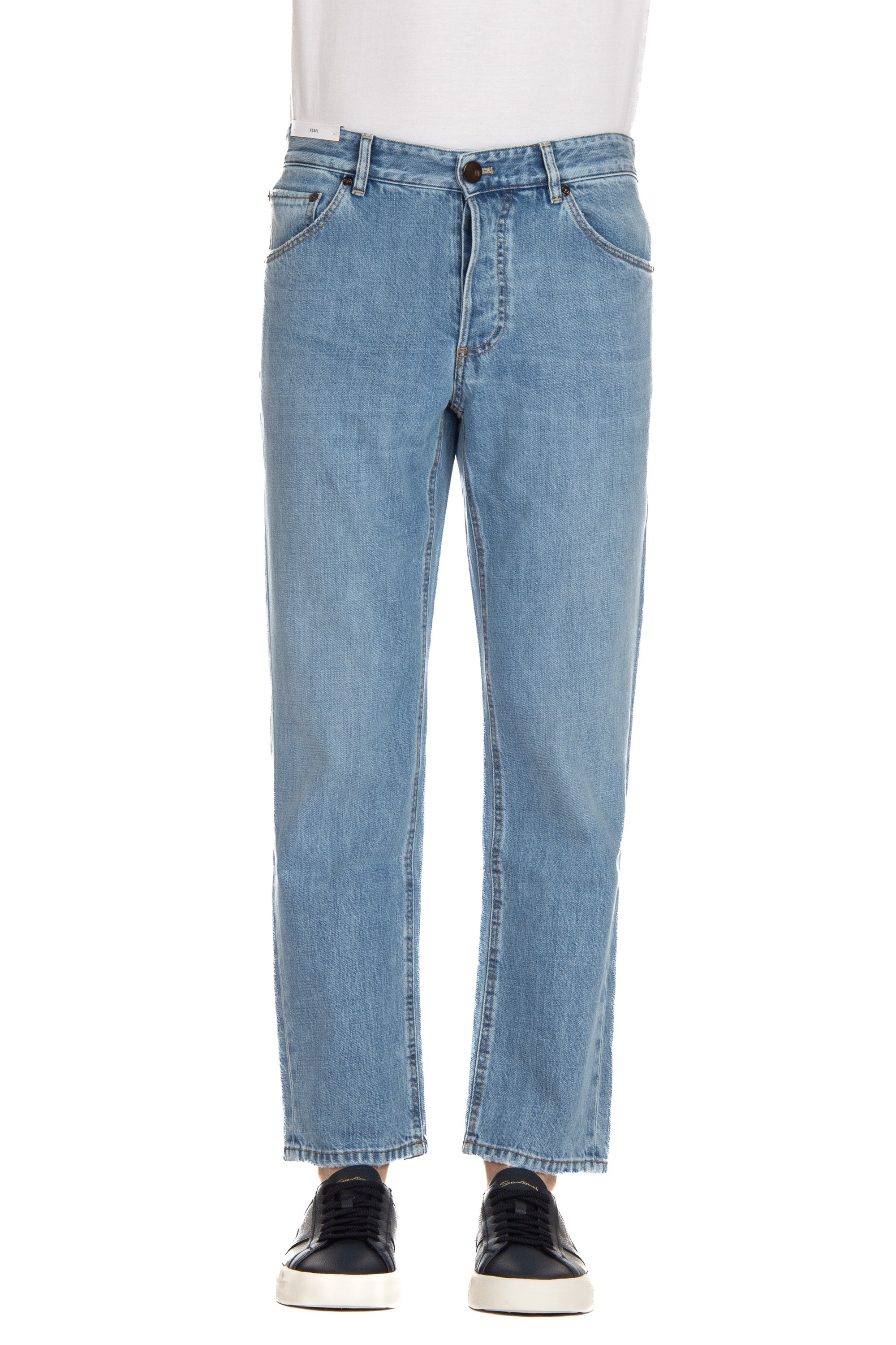 Jeans in cotone-lyocel lavaggio chiaro Rebel fit