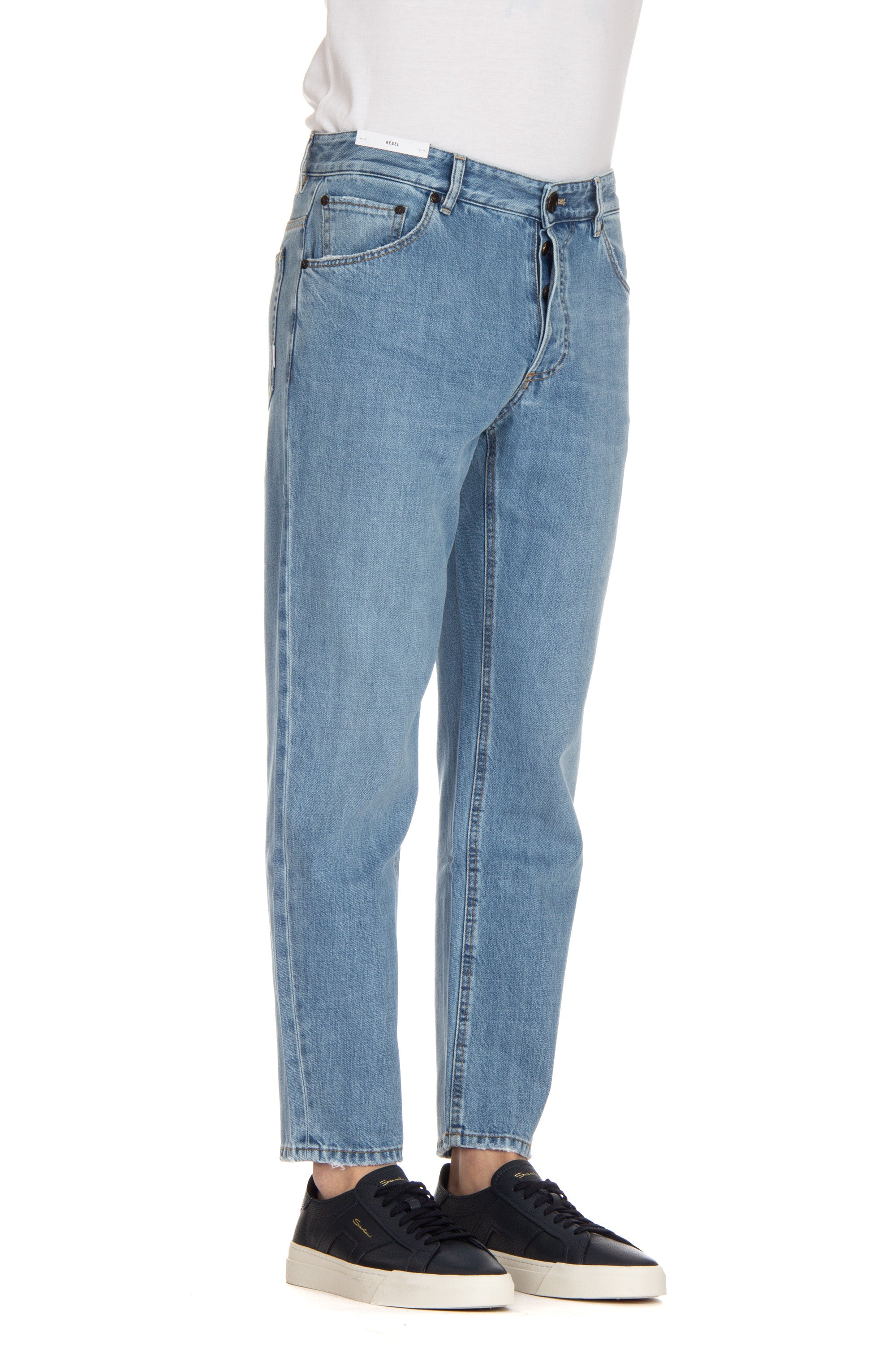 Jeans in cotone-lyocel lavaggio chiaro Rebel fit