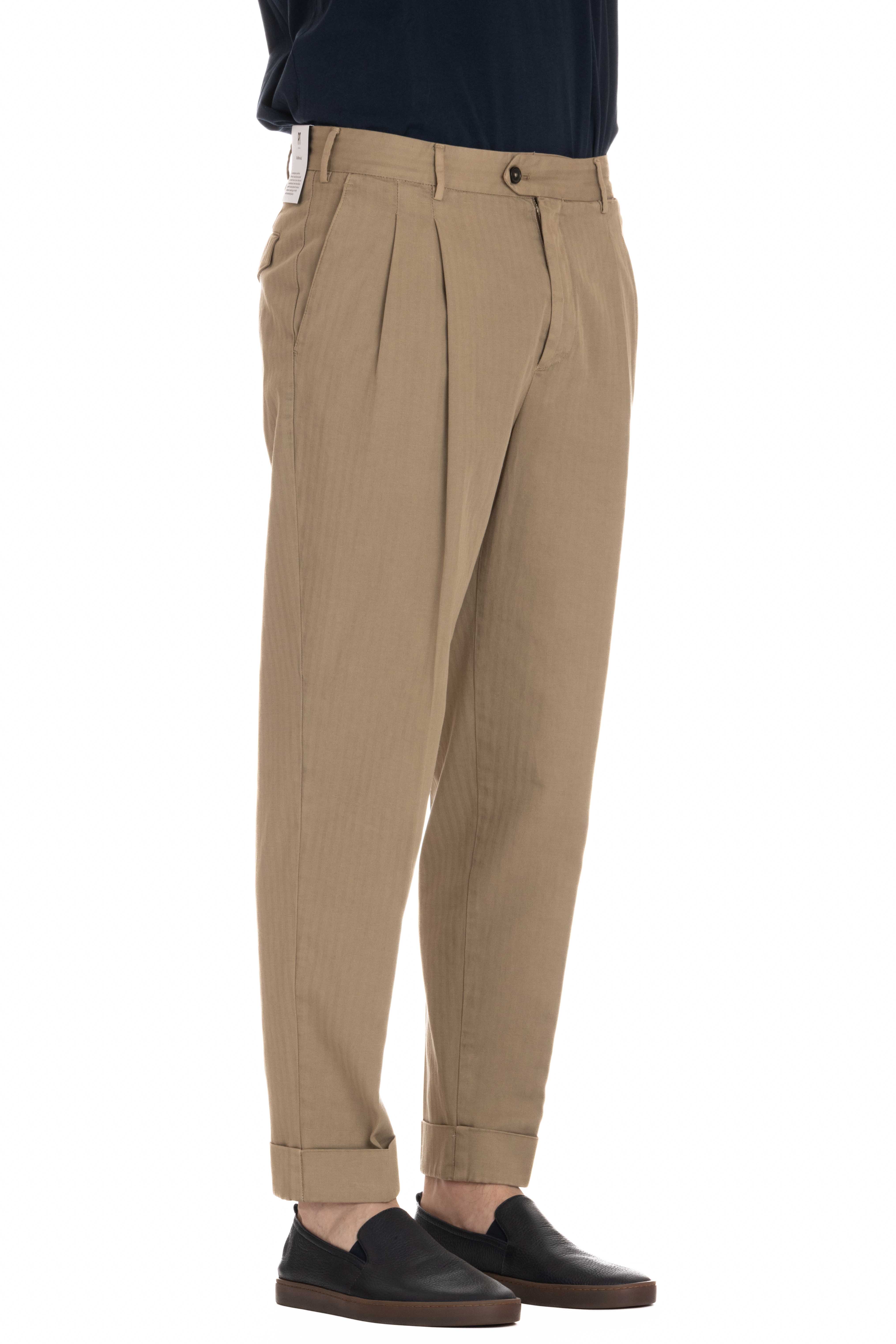 The Reporter fit herringbone cotton-linen trousers