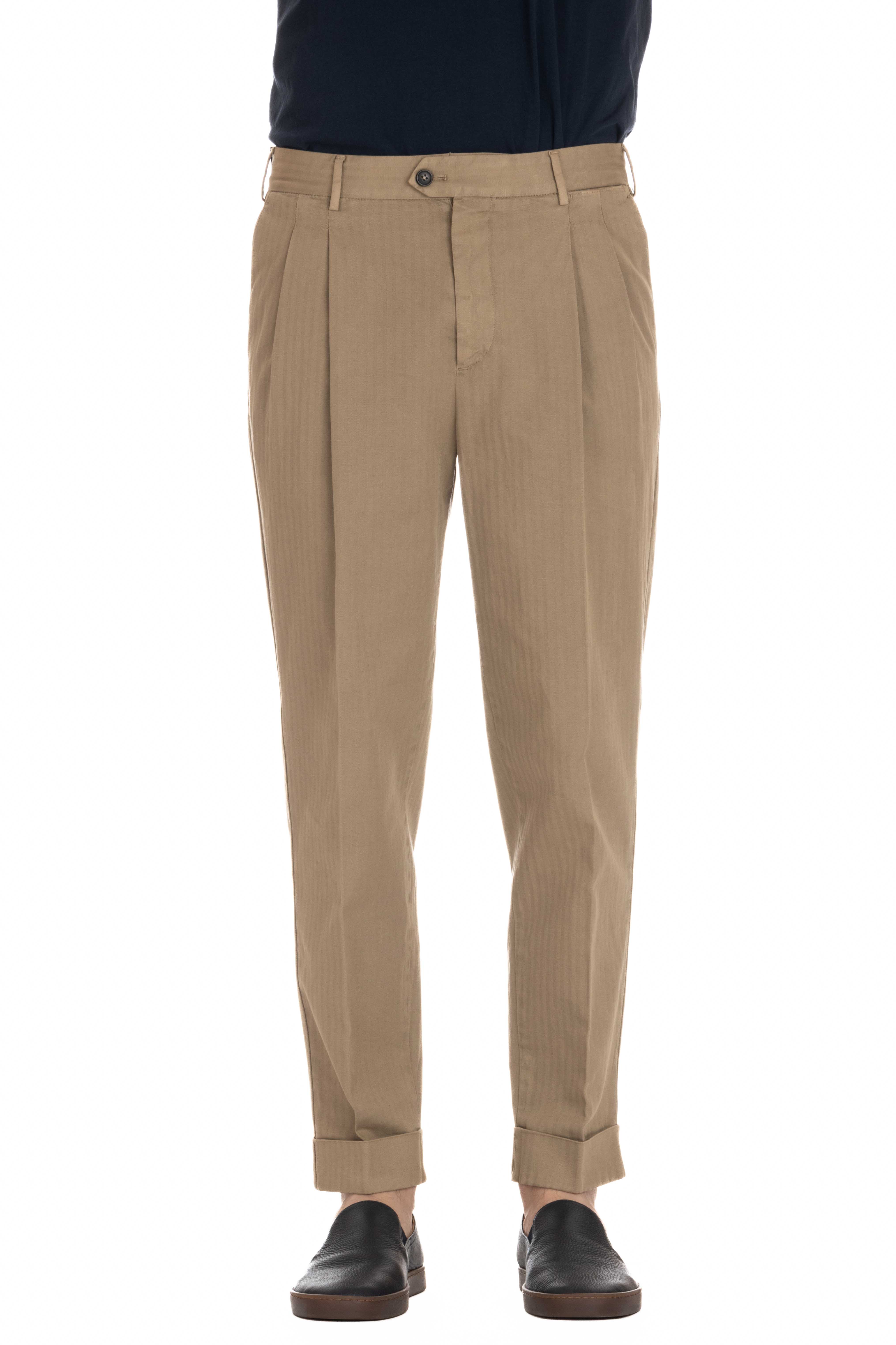 The Reporter fit herringbone cotton-linen trousers