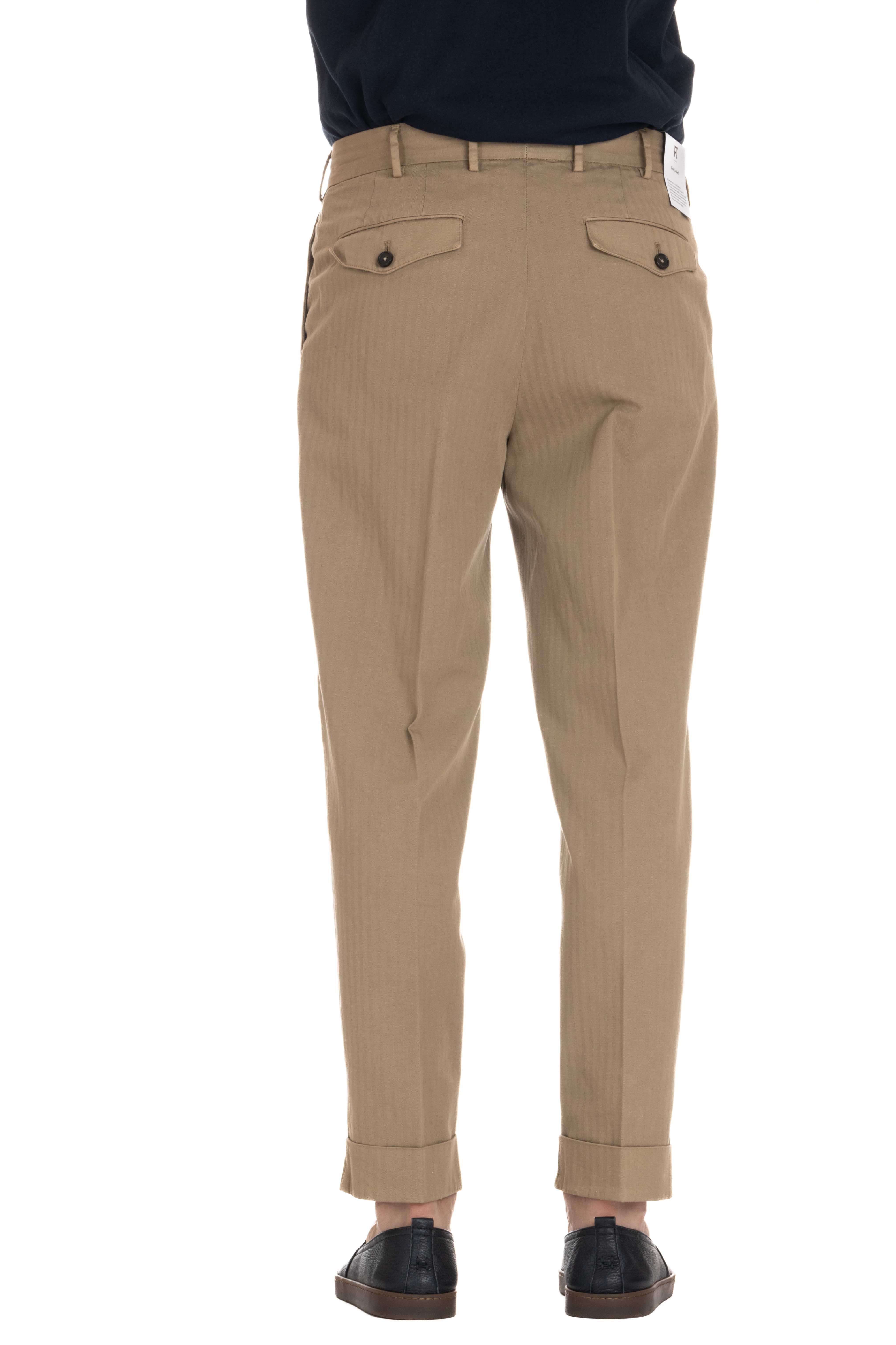 The Reporter fit herringbone cotton-linen trousers