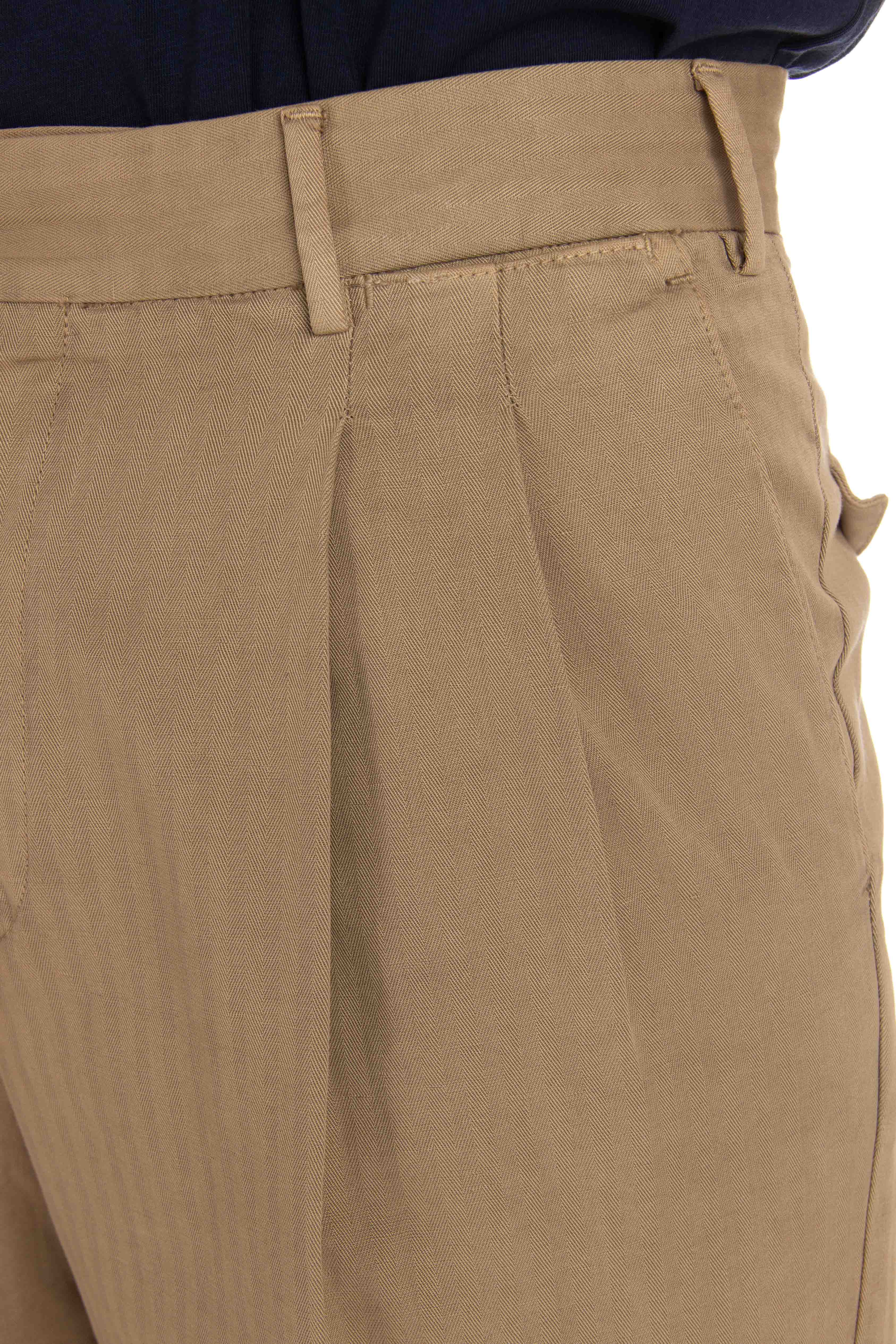 The Reporter fit herringbone cotton-linen trousers