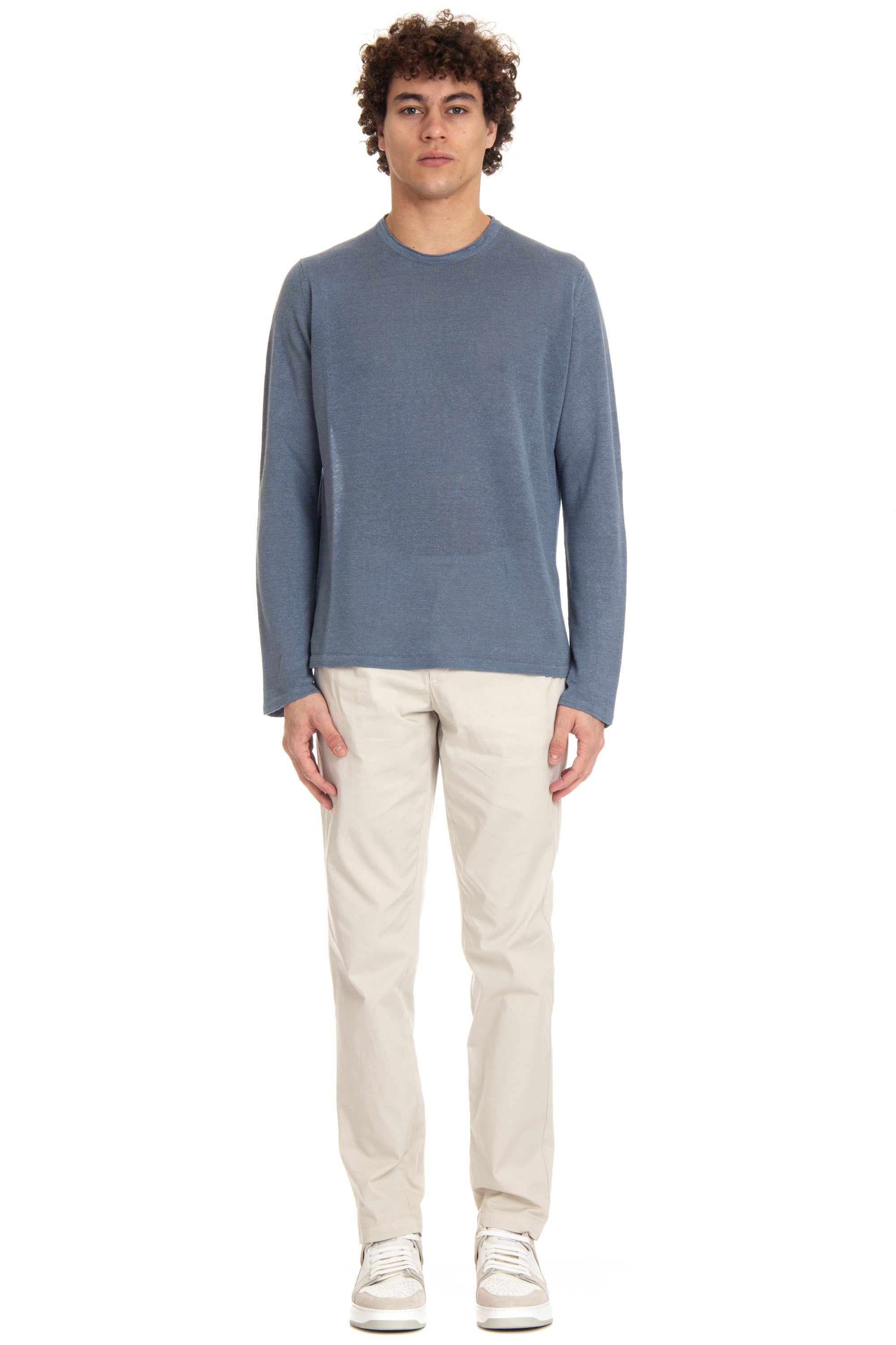 Long sleeve crew neck in pure linen