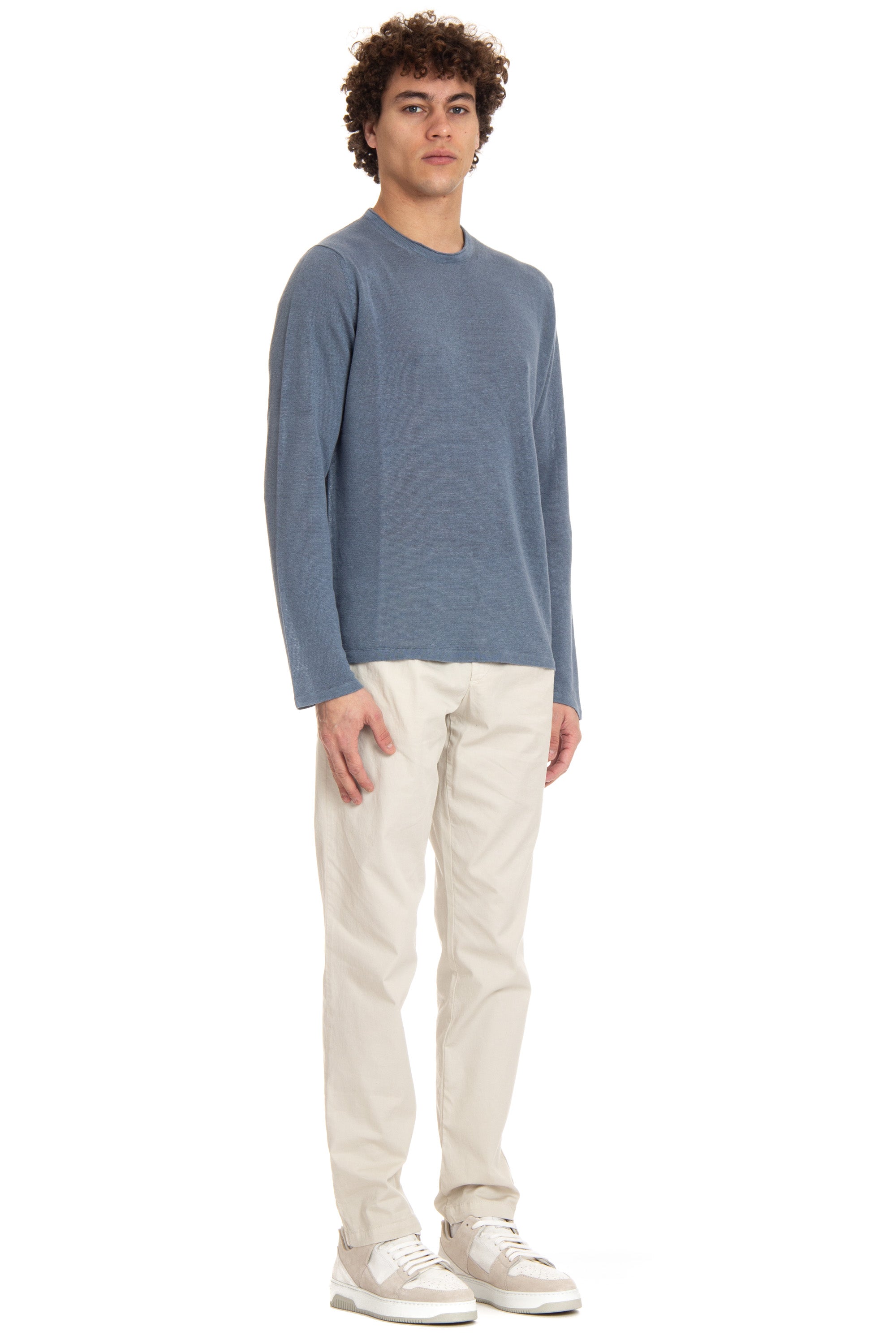 Long sleeve crew neck in pure linen