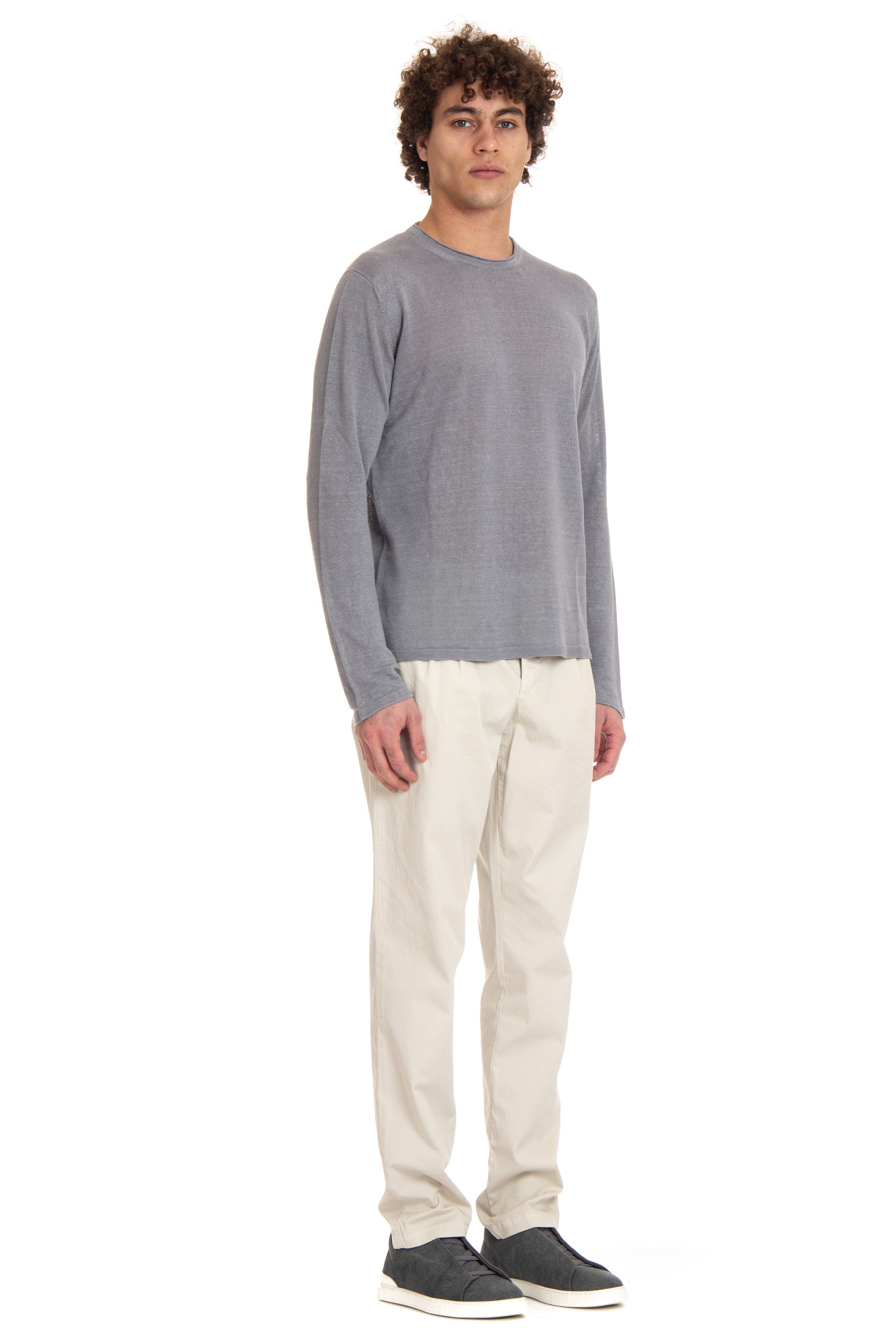 Long sleeve crew neck in pure linen