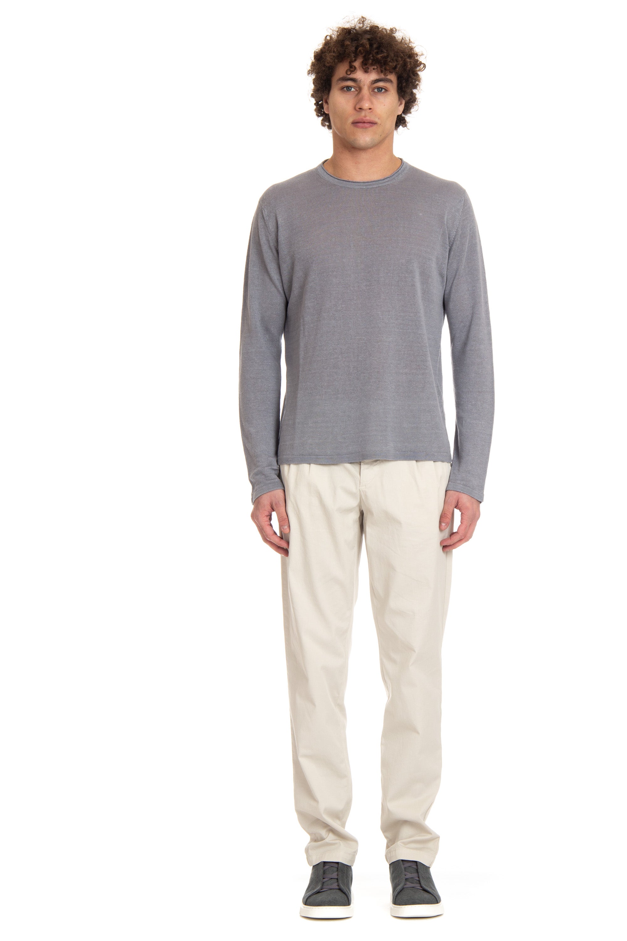 Long sleeve crew neck in pure linen