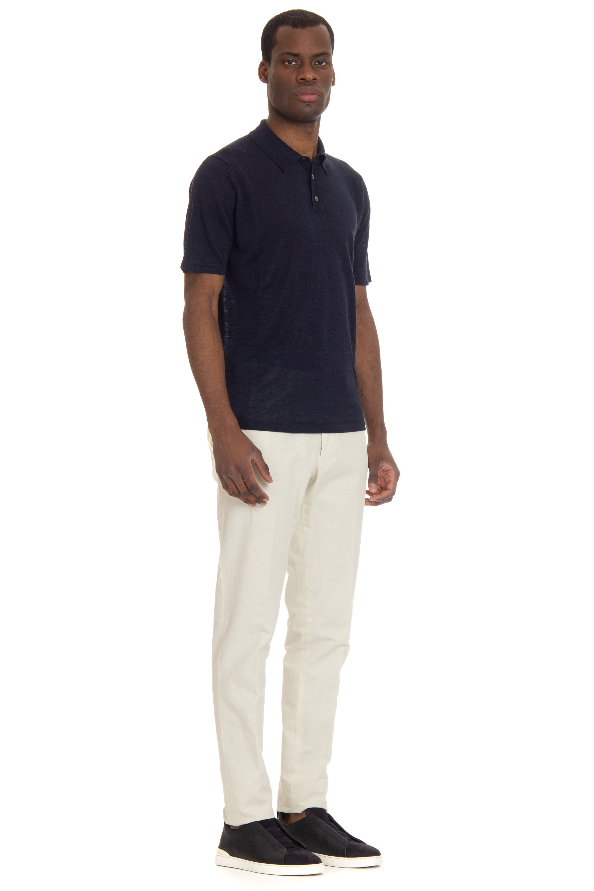 Pure linen polo shirt